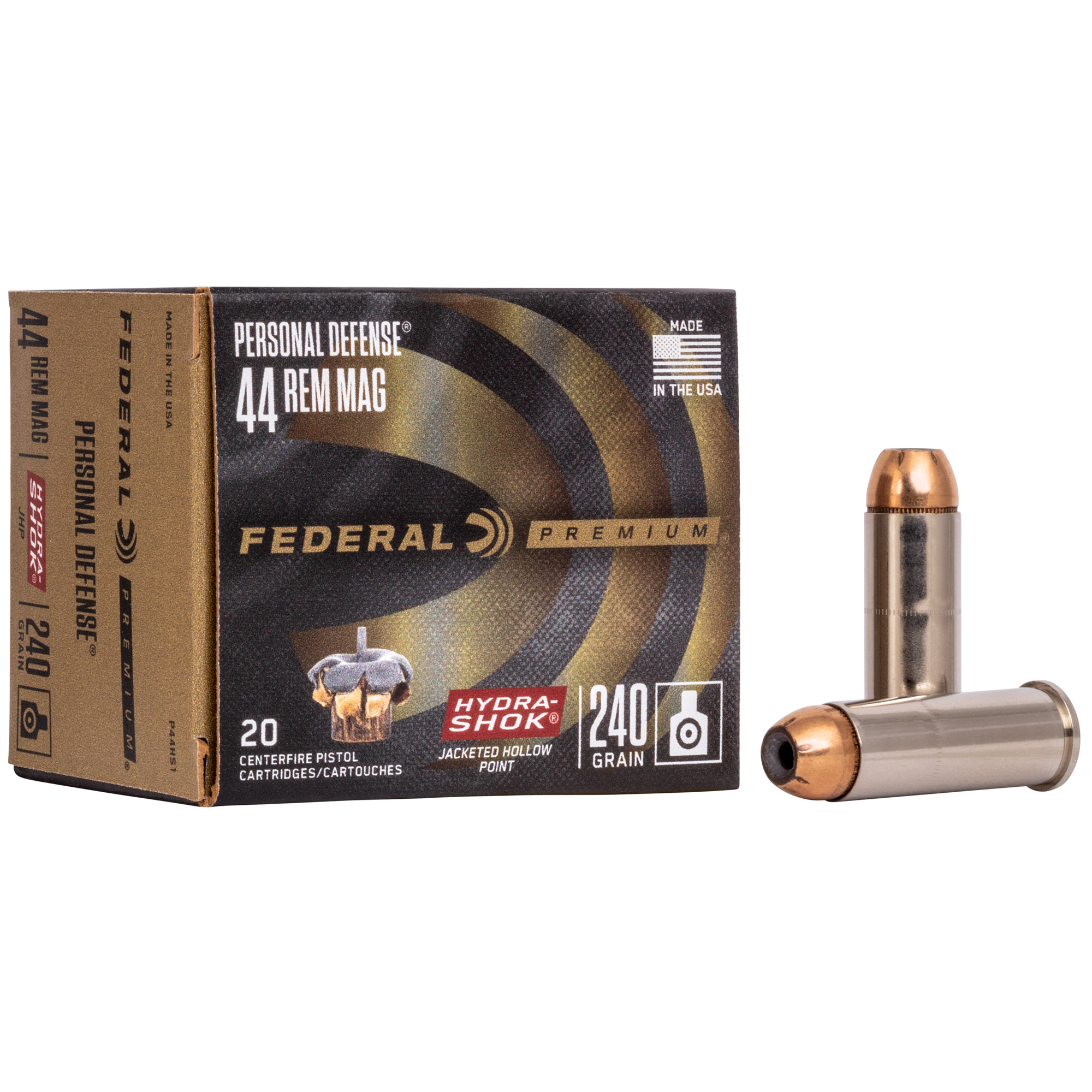 Federal Hydra-Shok 44 Magnum 240gr Jacketed Hollow Point – 20rd