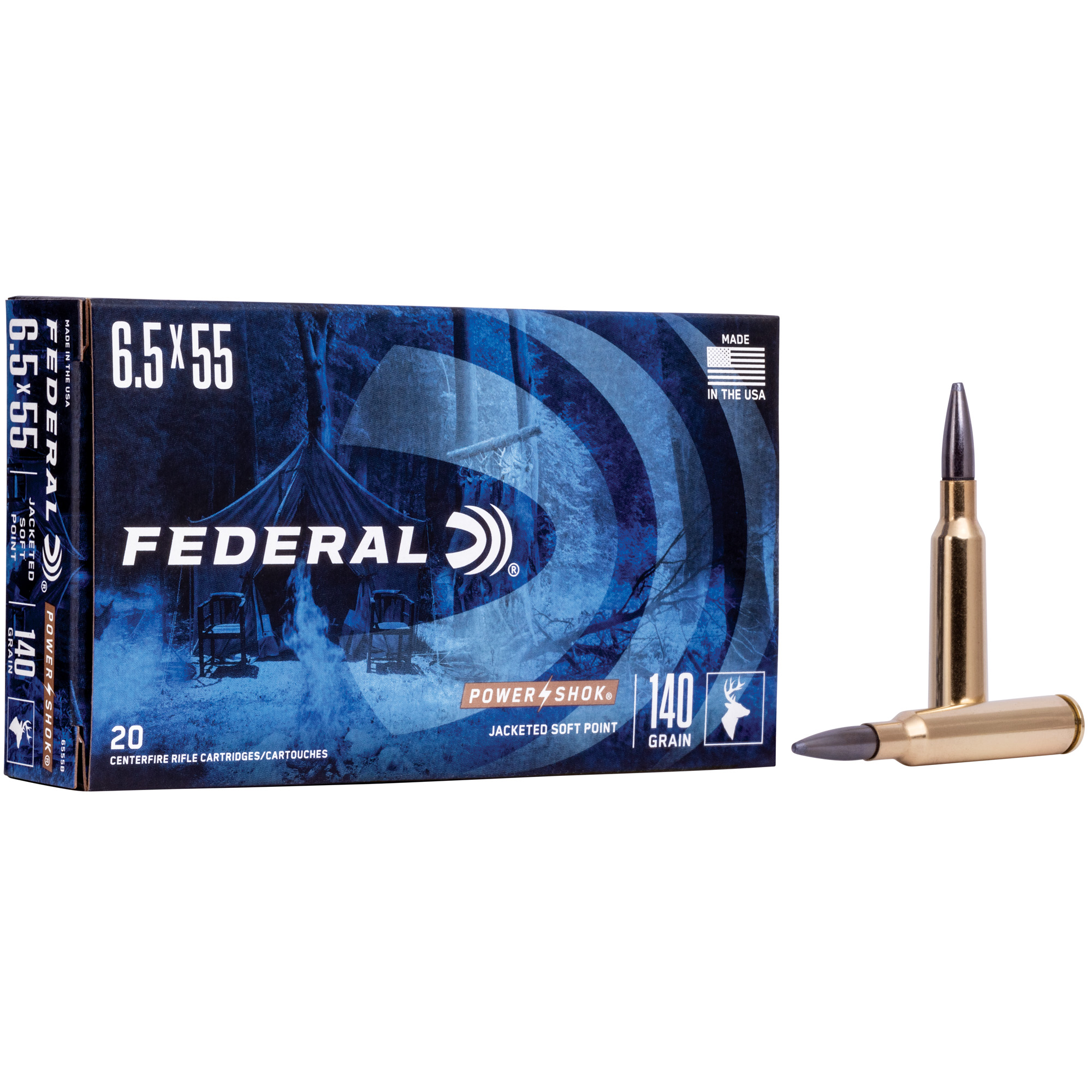 Federal PowerShok 6.5X55 Swedish 140gr Soft Point – 20rd