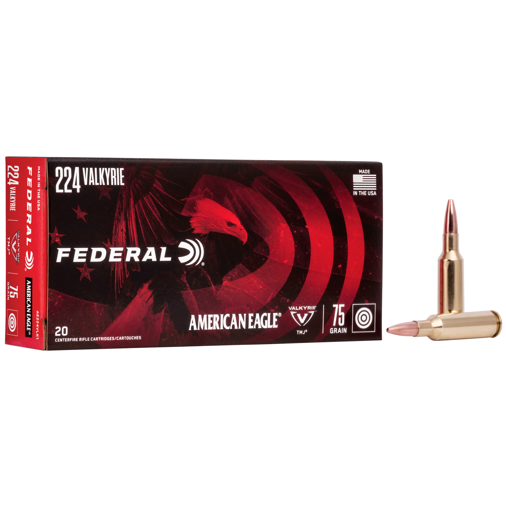 Federal American Eagle 224 Valkyrie 75gr Total Metal Jacket – 20rd