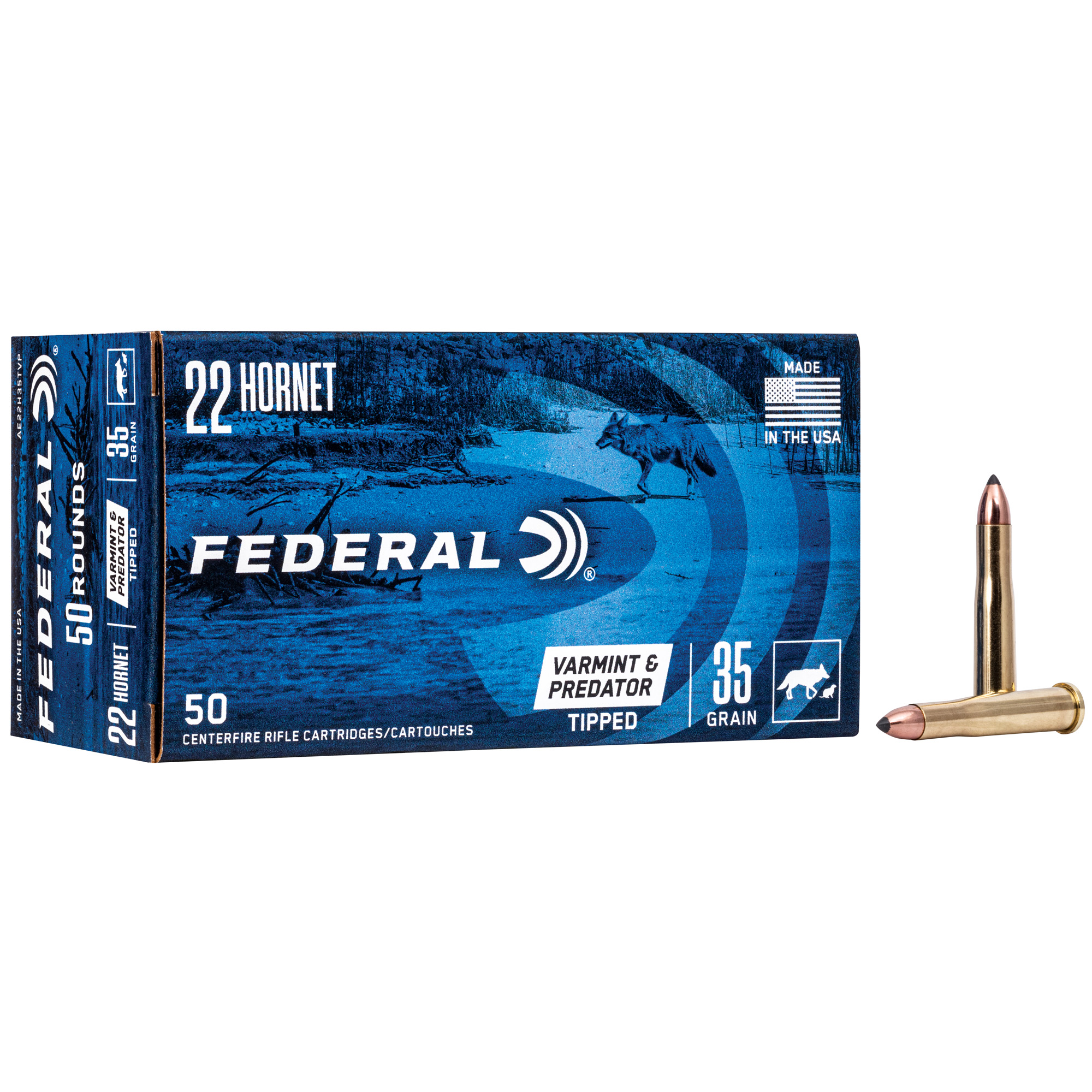 Federal American Eagle Varmint & Predator 22 Hornet 35gr Polymer Tip – 50rd