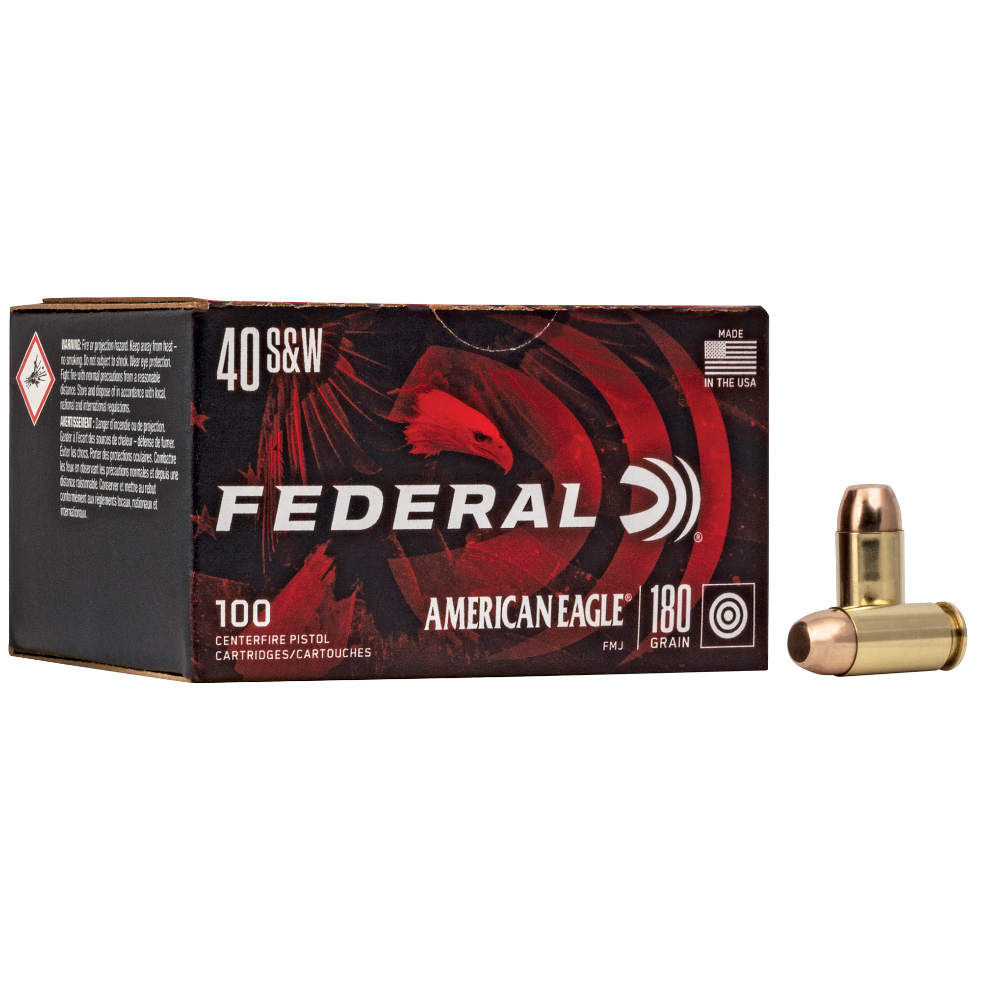 Federal American Eagle 40 S&W 180gr Full Metal Jacket – 100rd