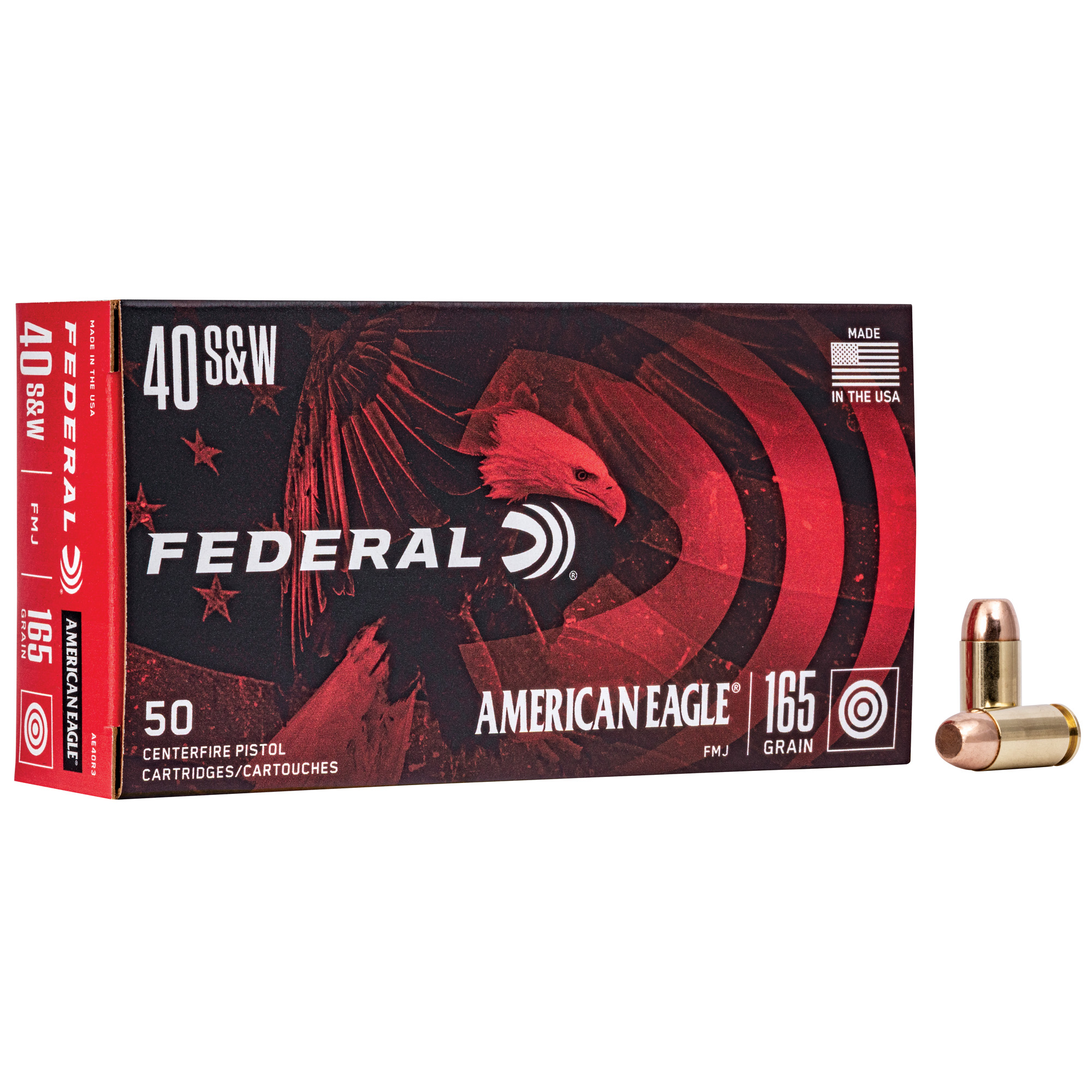 Federal American Eagle 40 S&W 165gr Full Metal Jacket – 50rd