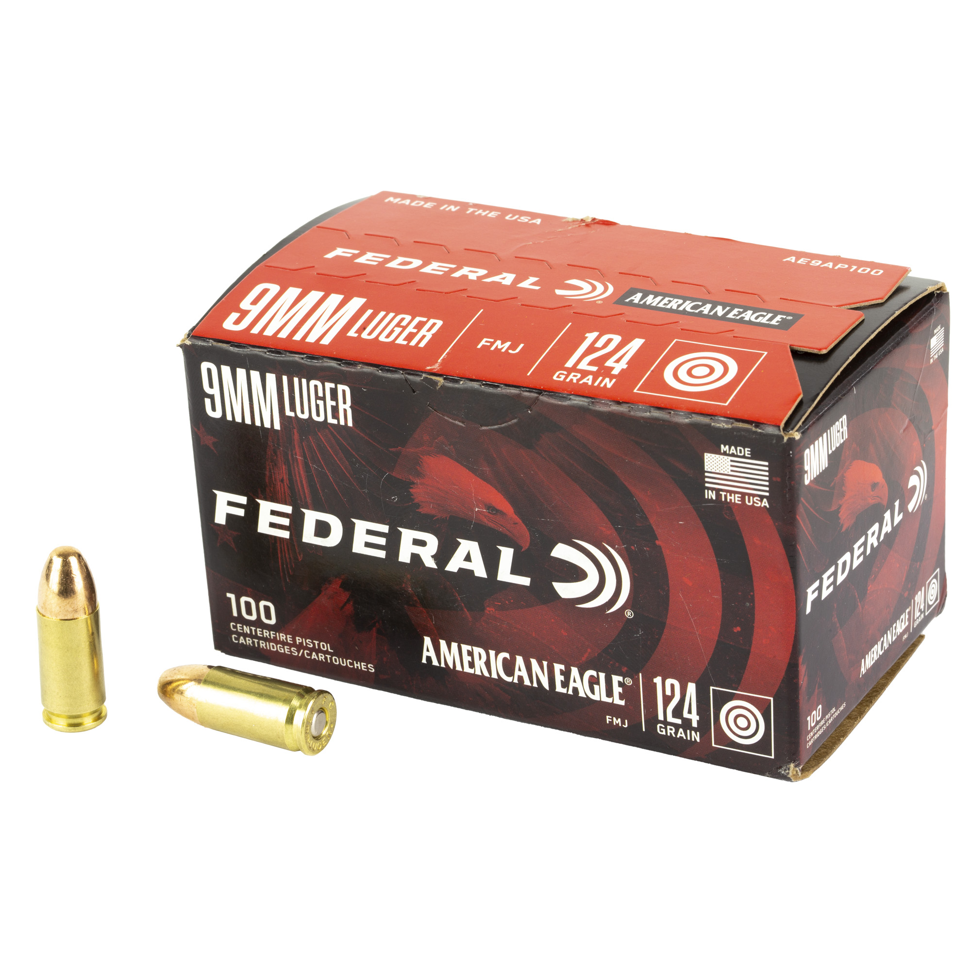 Federal American Eagle 9mm 124gr Full Metal Jacket – 100rd