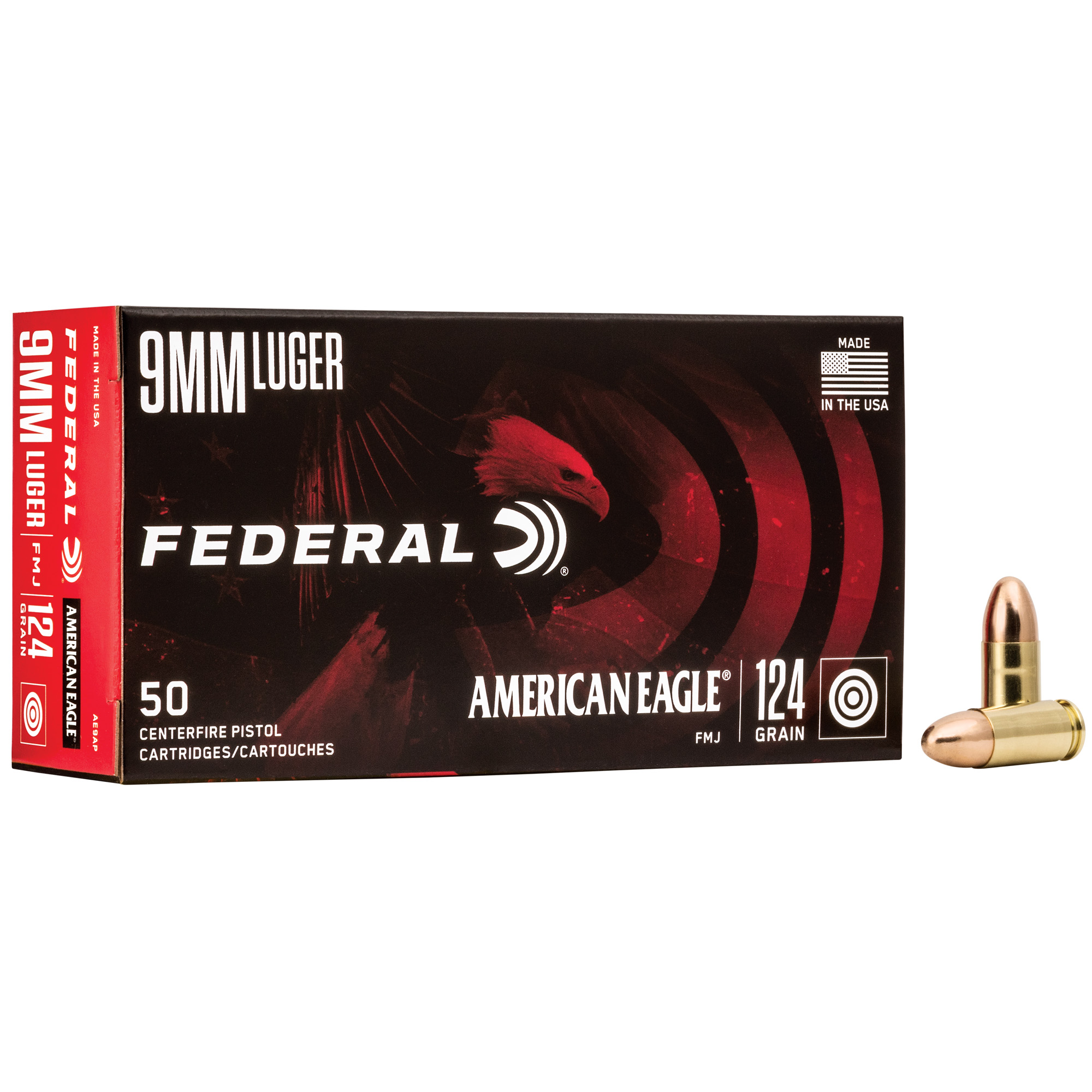 Federal American Eagle 9mm 124gr Full Metal Jacket – 50rd