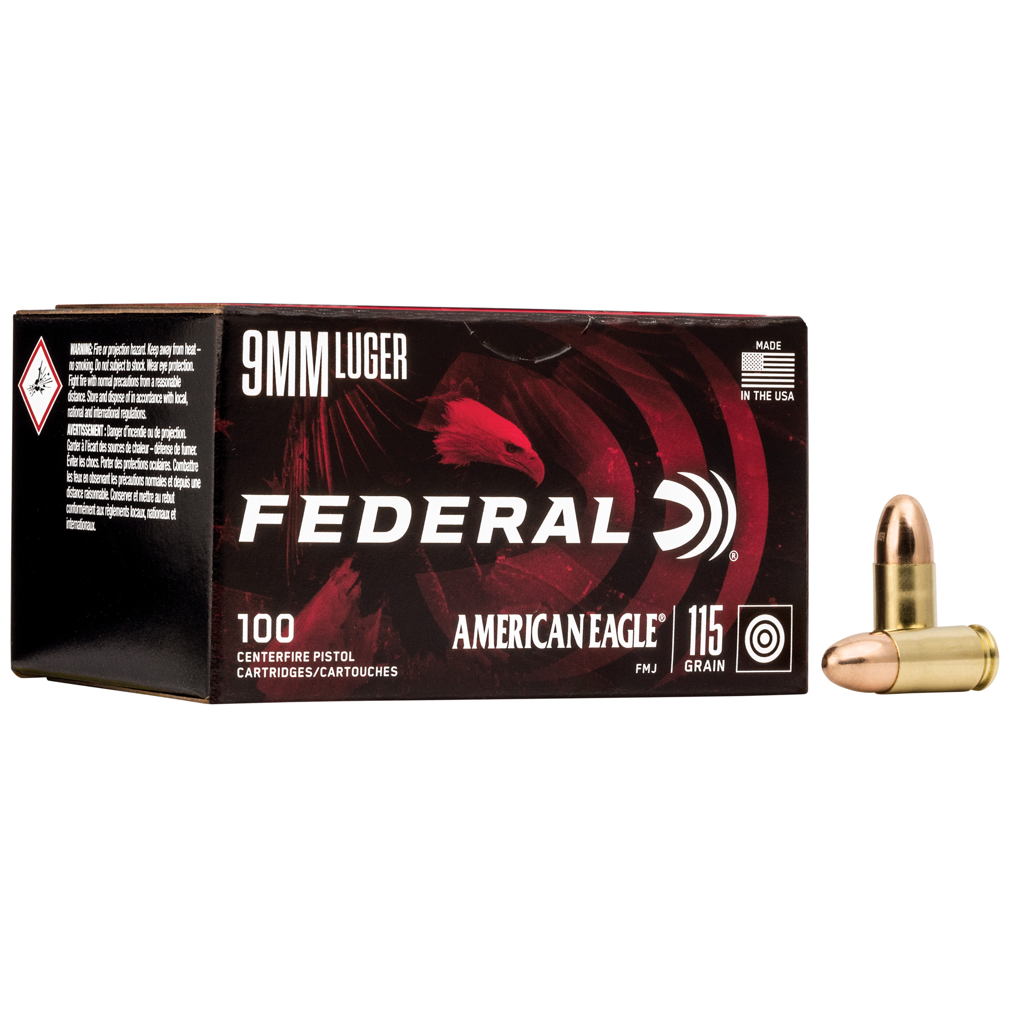 Federal American Eagle 9mm Value Pack – 100rd 115gr Full Metal Jacket – 100rd