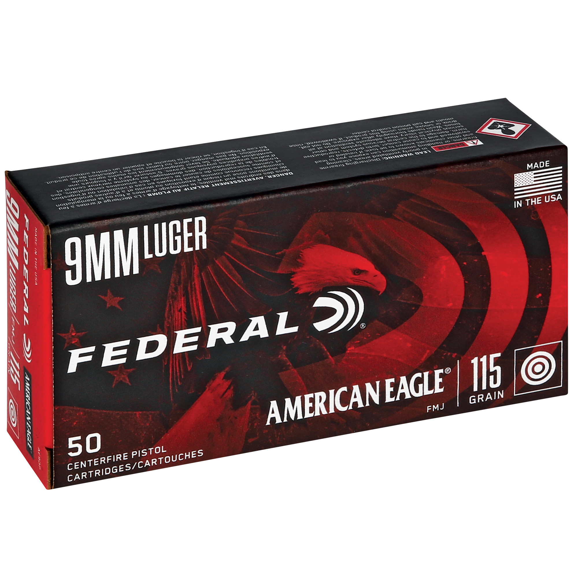 Federal American Eagle 9mm 115gr Full Metal Jacket – 50rd