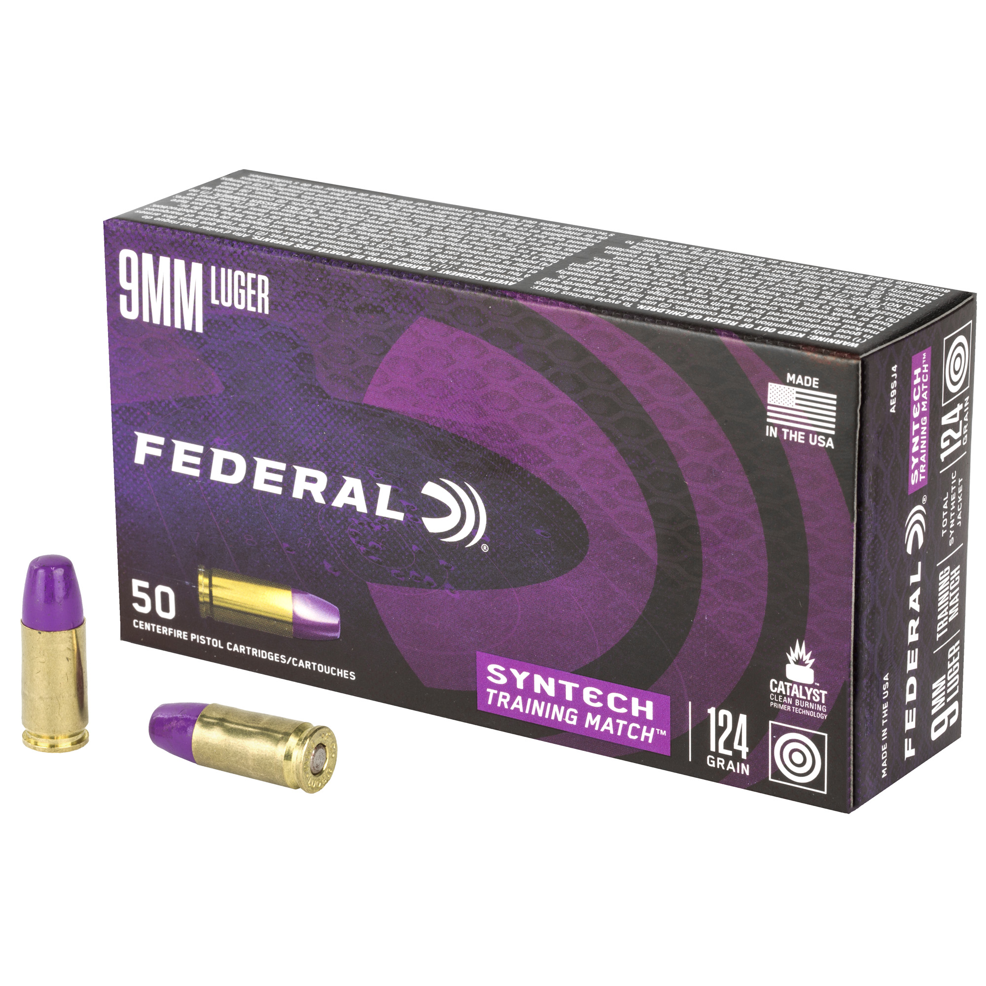 Federal Syntech Training Match 9mm 124gr Total Synthetic Jacket – 50rd