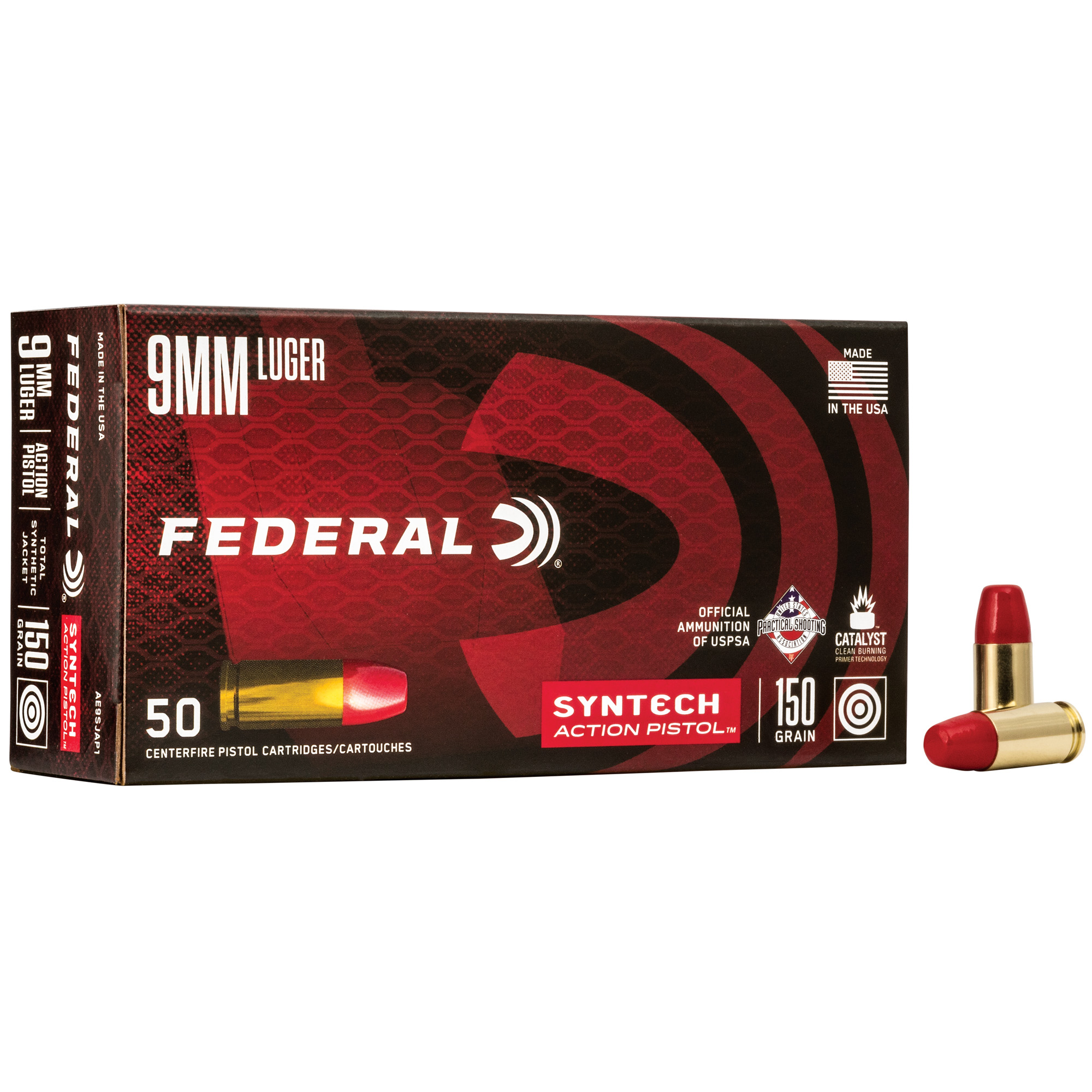 Federal American Eagle Syntech 9mm 150gr Total Synthetic Jacket – 50rd