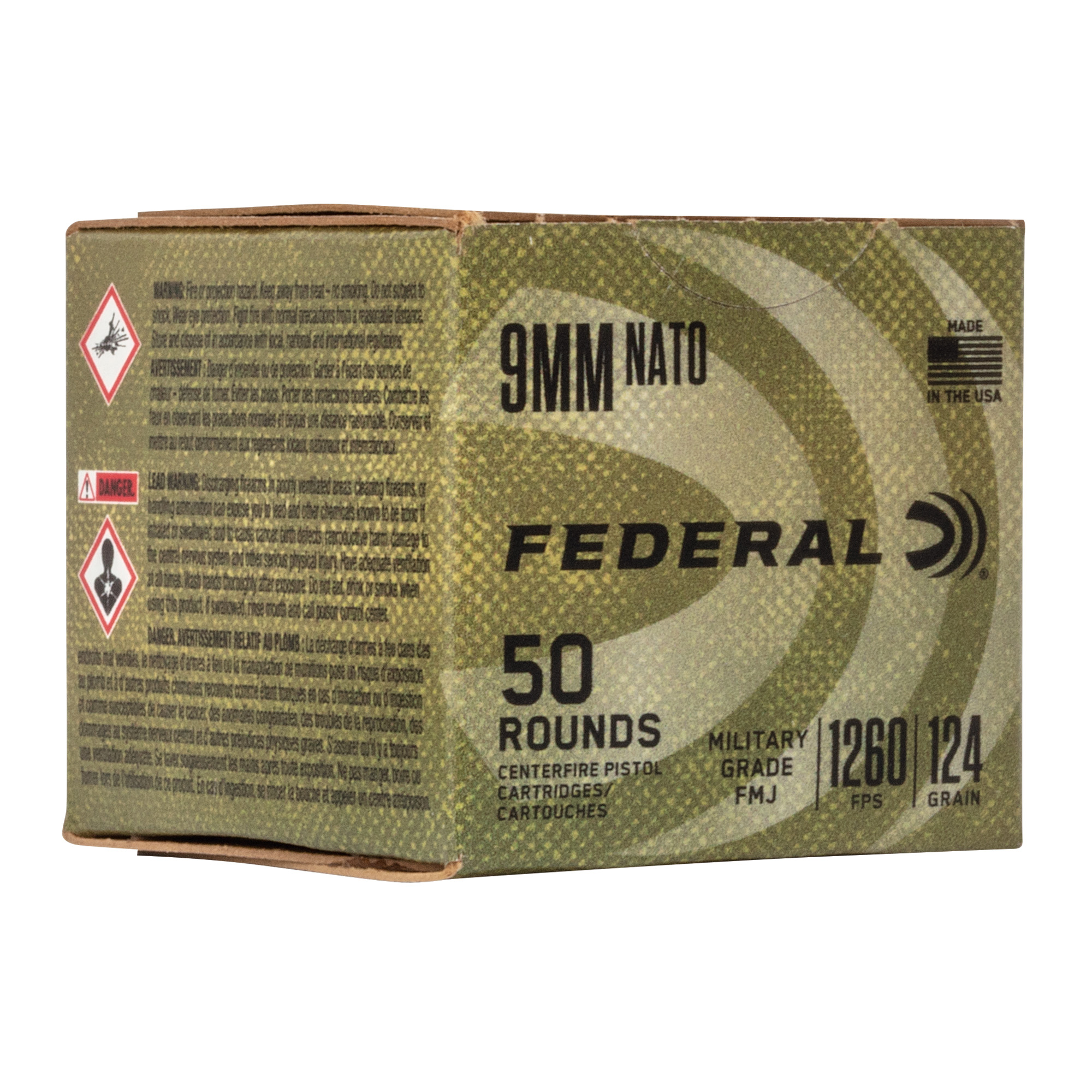 Federal Military 9mm 124gr Full Metal Jacket – 50rd