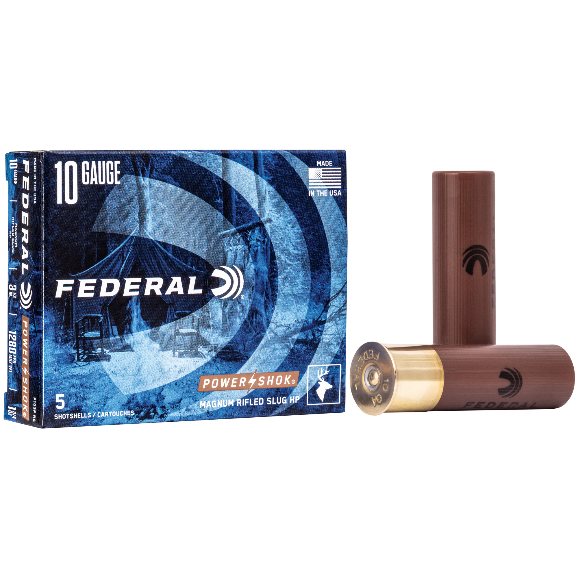 Federal PowerShok 10 Gauge 3.5″ Hollow Point Rifled Slug – 5rd