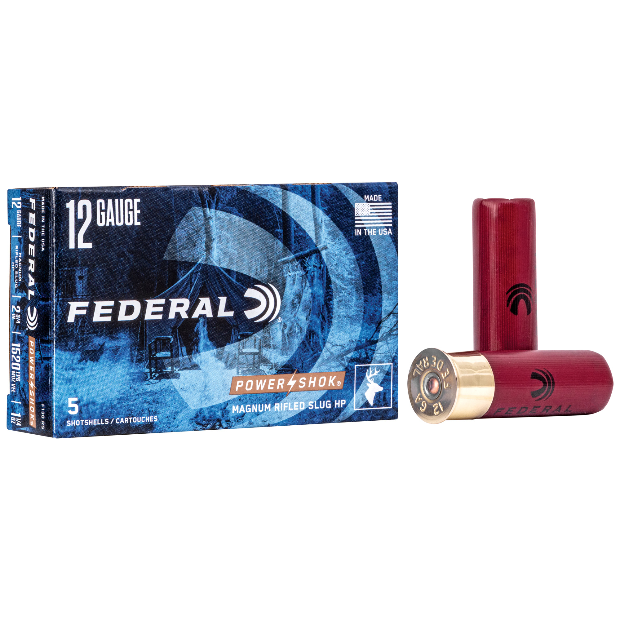 Federal PowerShok 12 Gauge 2.75″ Hollow Point Rifled Slug – 5rd