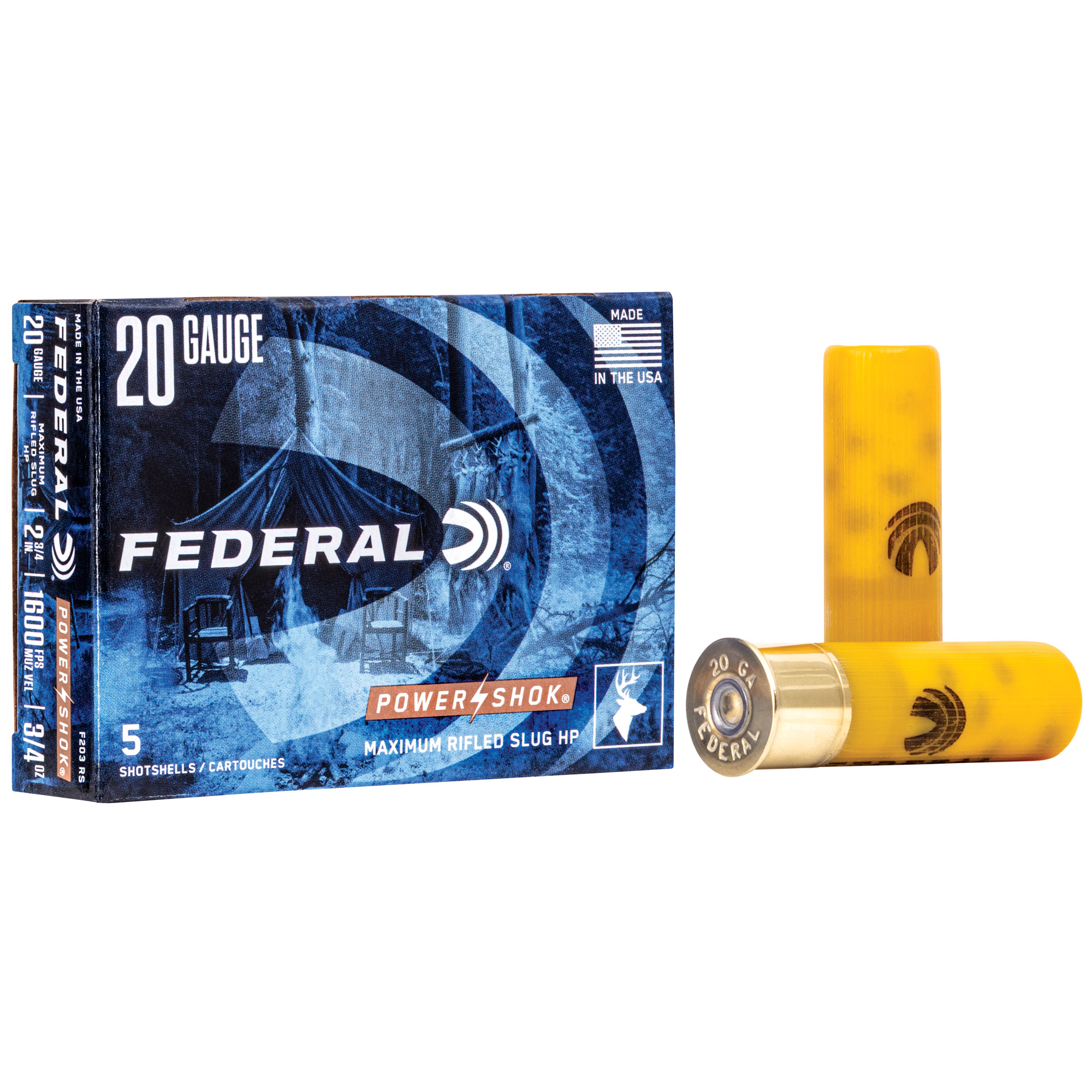 Federal PowerShok 20 Gauge 2.75″ Hollow Point Rifled Slug – 5rd