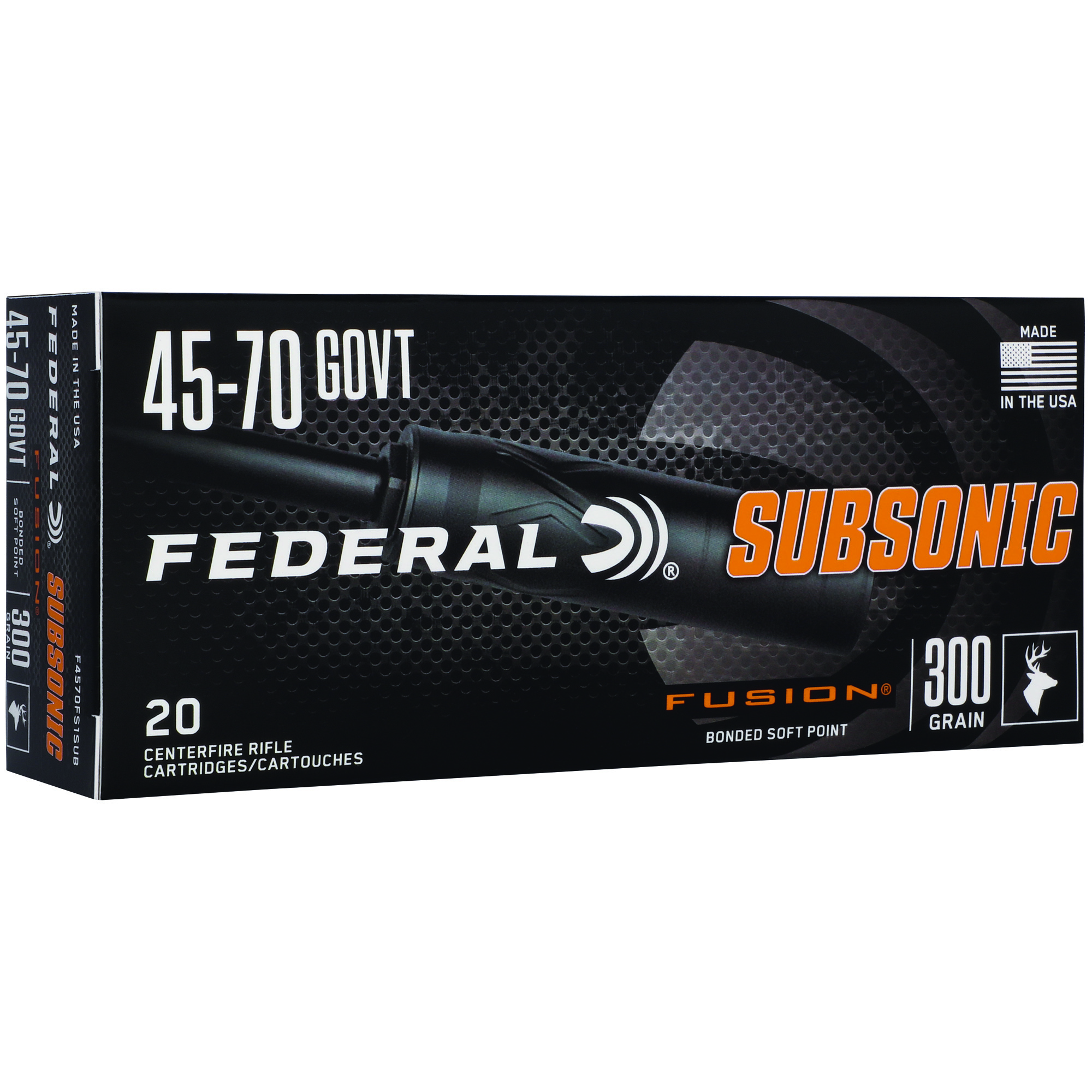 Federal Fusion 45-70 Government Subsonic 300gr Solid Base - 20rd-img-0