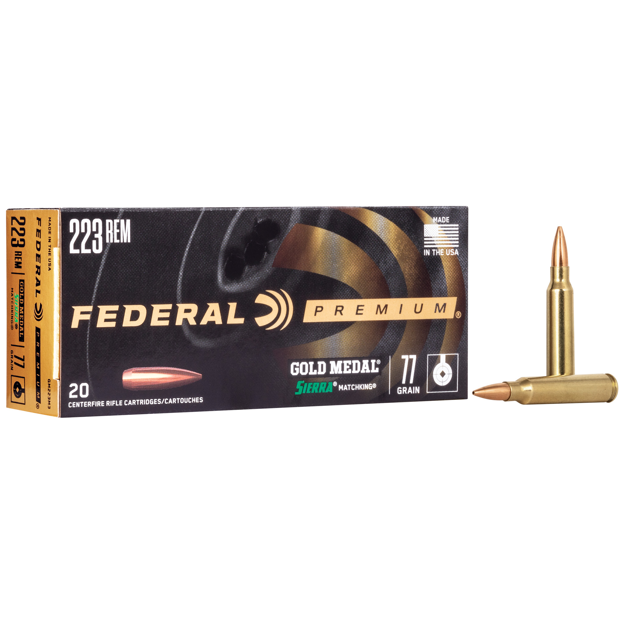 Federal Gold Medal 223 Remington 77gr Boat Tail Hollow Point – 20rd