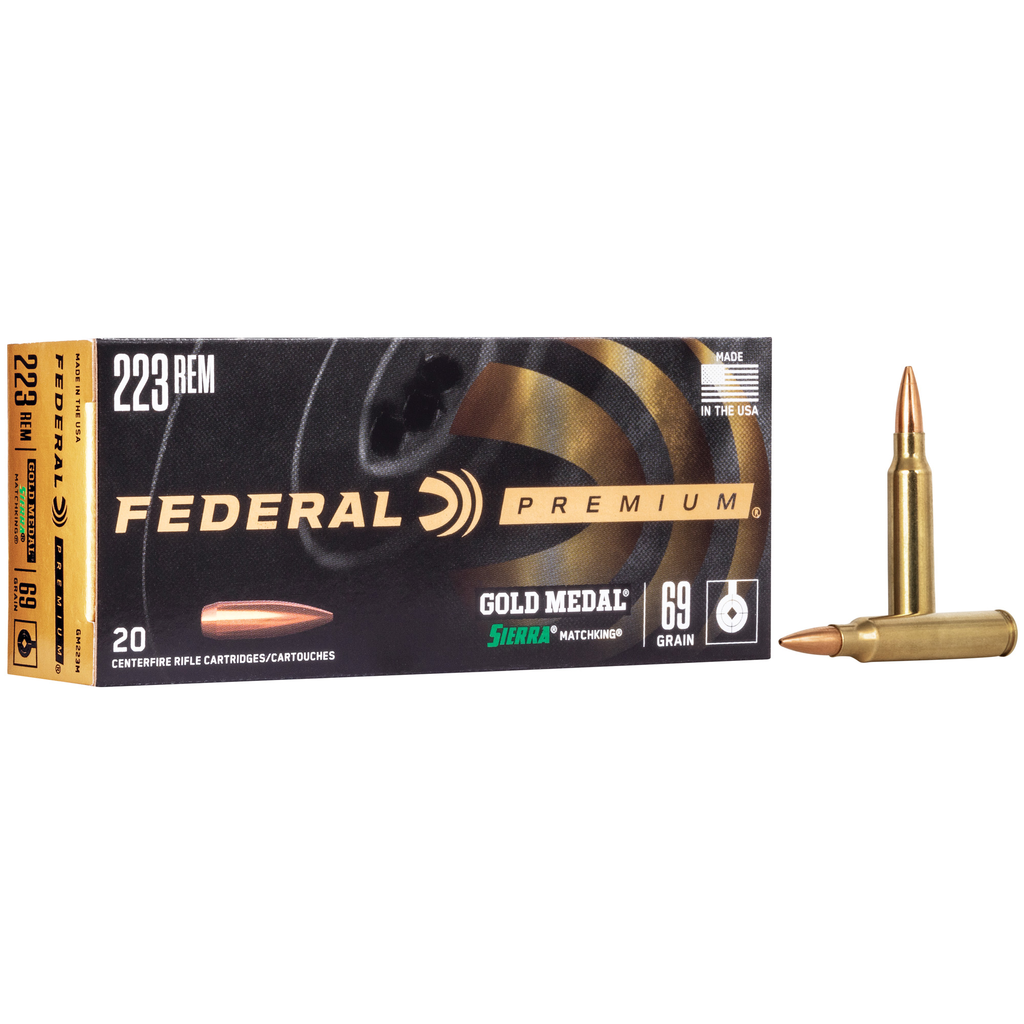 Federal Gold Medal 223 Remington 69gr Boat Tail Hollow Point – 20rd