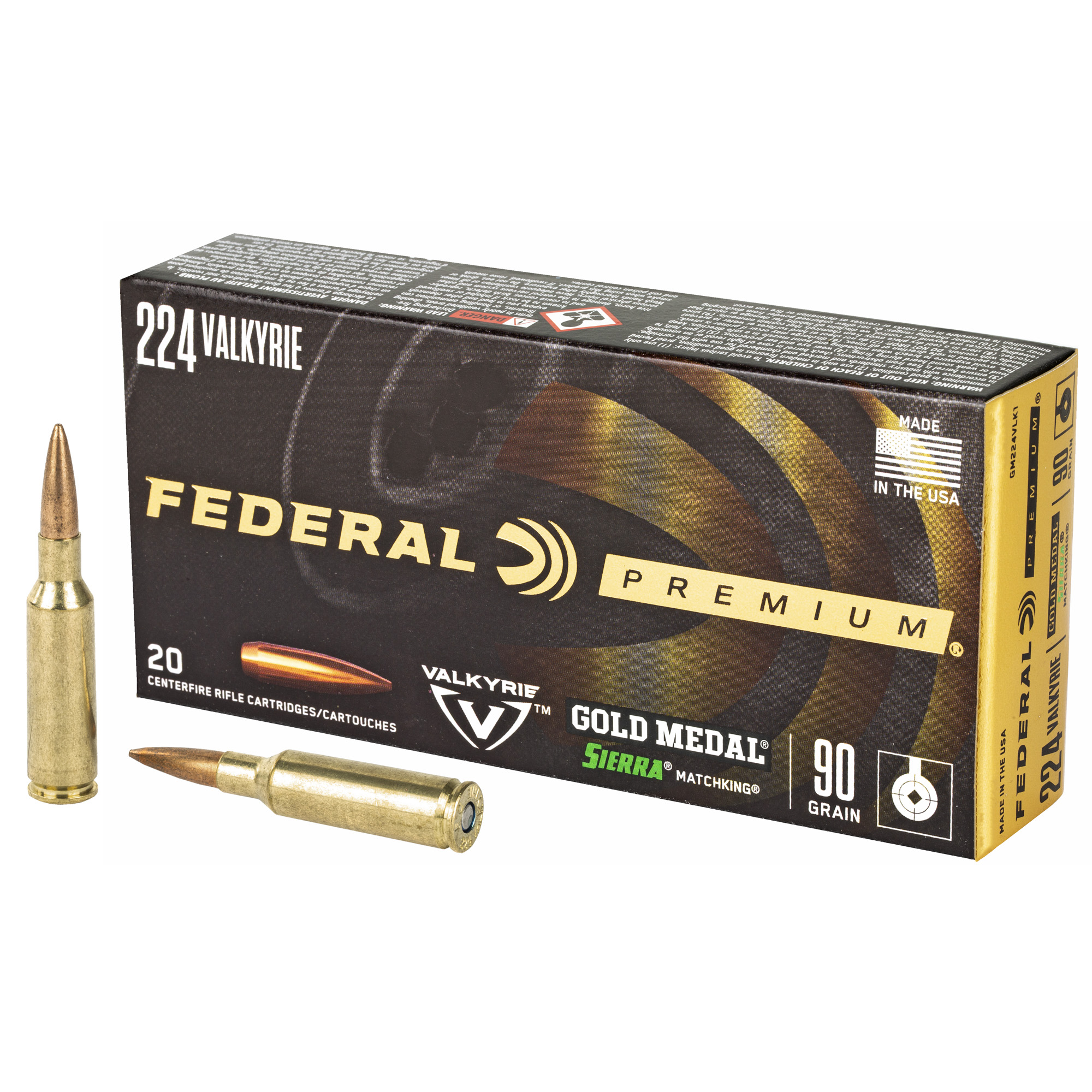 Federal Gold Medal 224 Valkyrie 90gr Boat Tail Hollow Point – 20rd