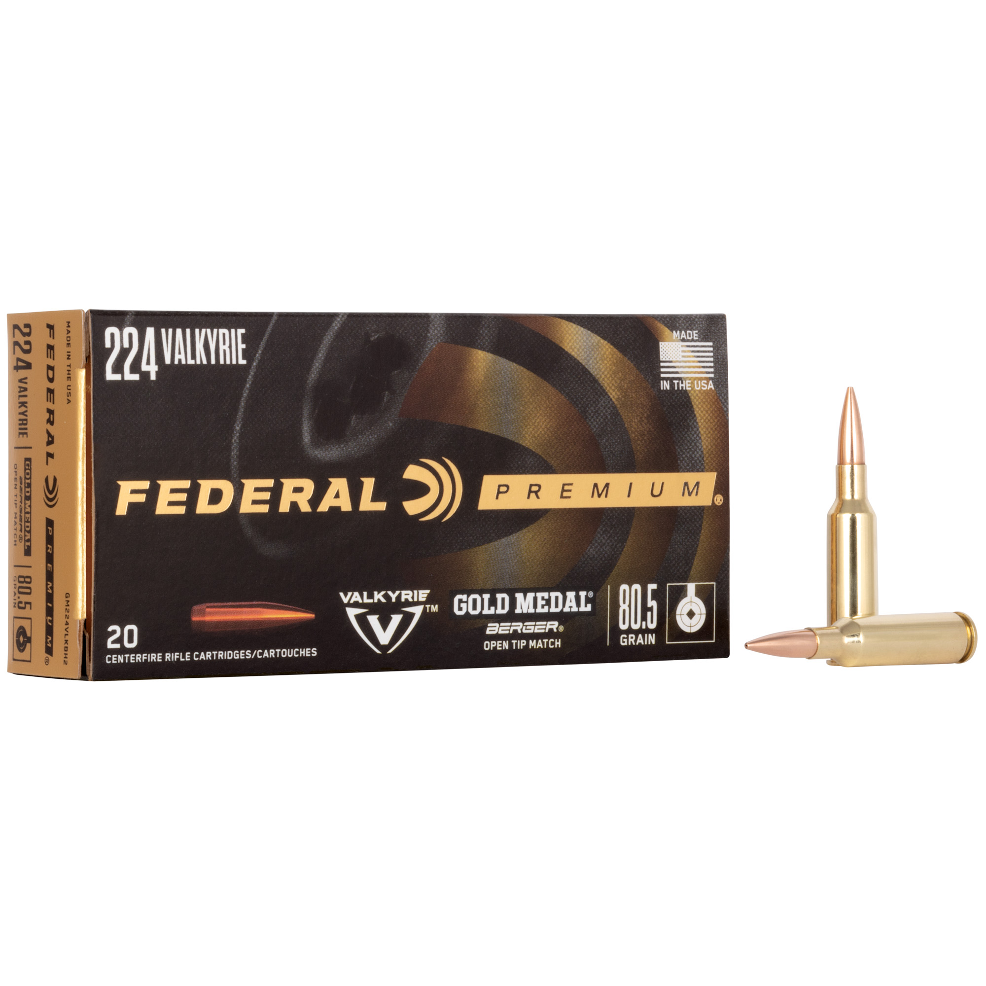 Federal Gold Medal 224 Valkyrie 80gr Berger – 20rd