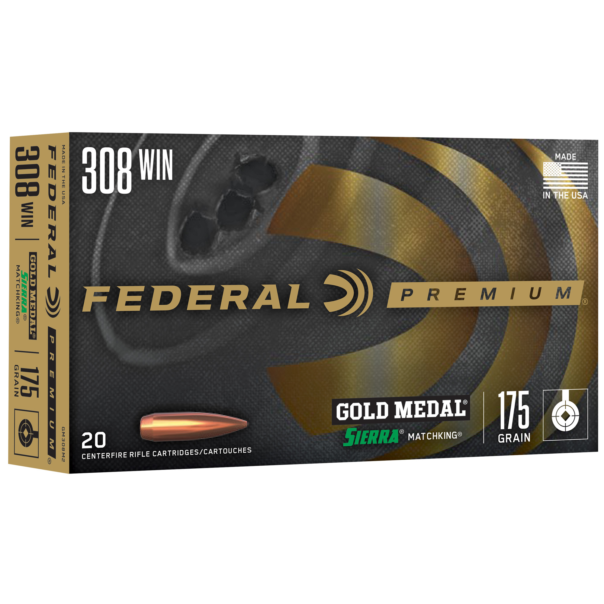 Federal Gold Medal 308 Winchester 175gr Boat Tail Hollow Point – 20rd