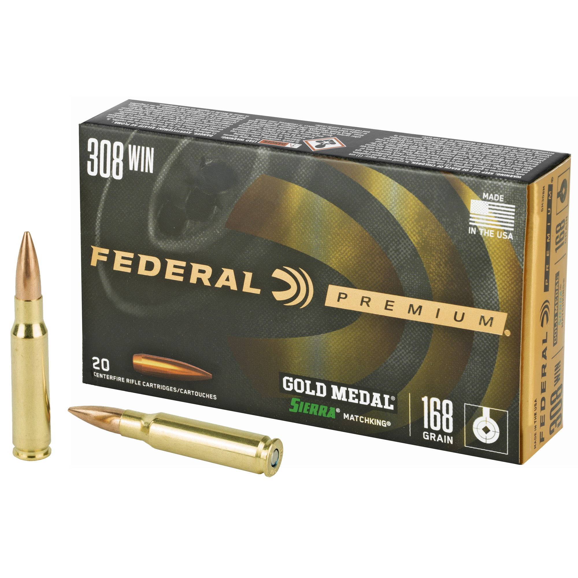 Federal Gold Medal 308 Winchester 168gr Boat Tail Hollow Point – 20rd