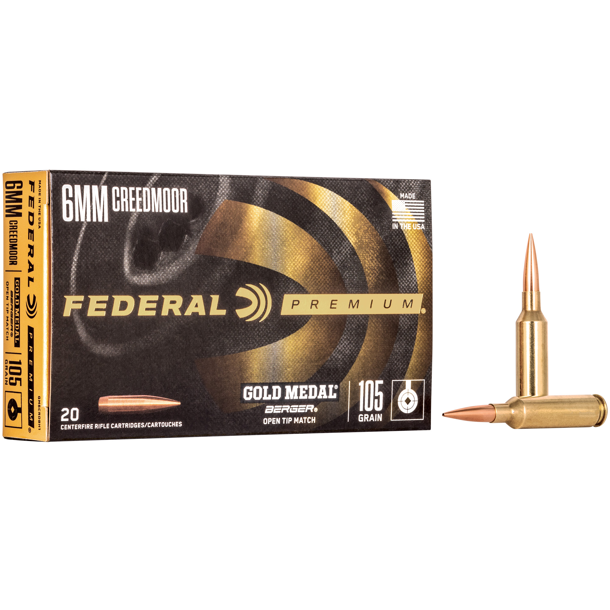 Federal Gold Medal Berger 6MM Creedmoor 105gr Boat Tail Hollow Point – 20rd