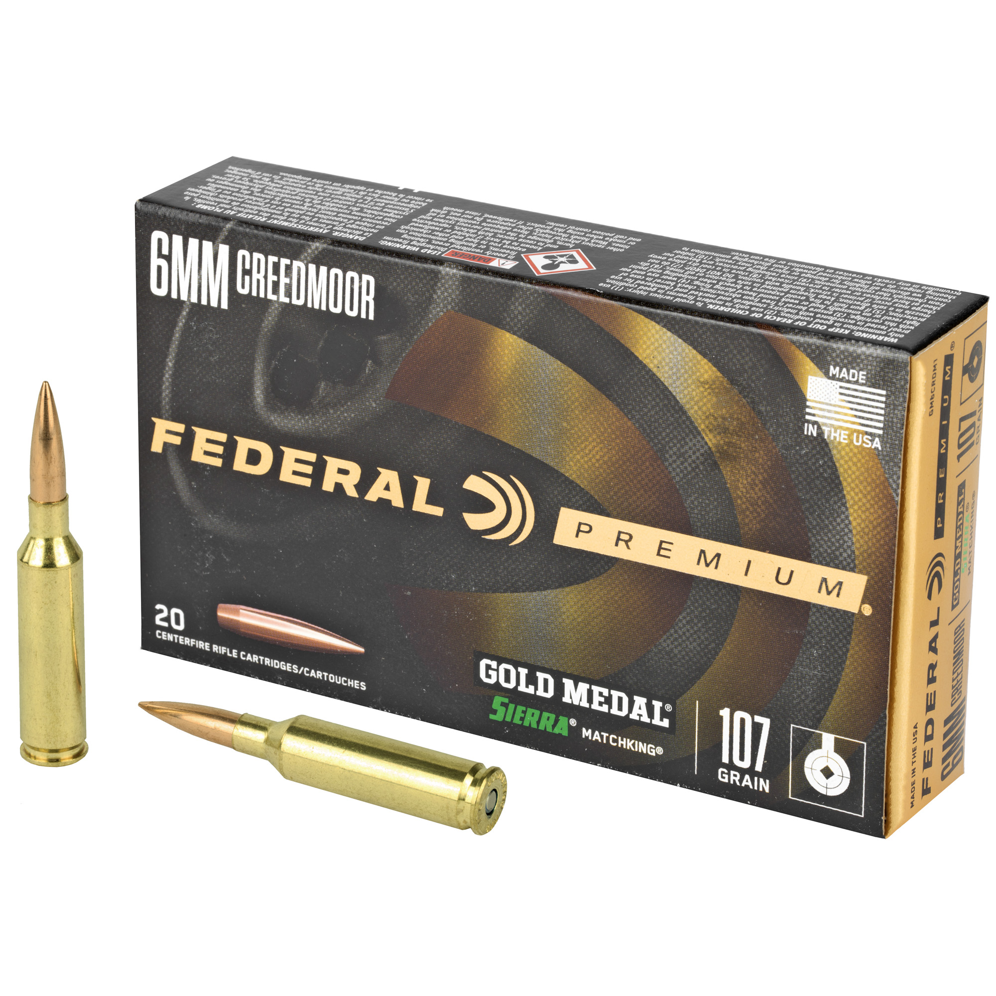 Federal Premium Sierra Match King 6MM Creedmoor 107gr Hollow Point – 20rd