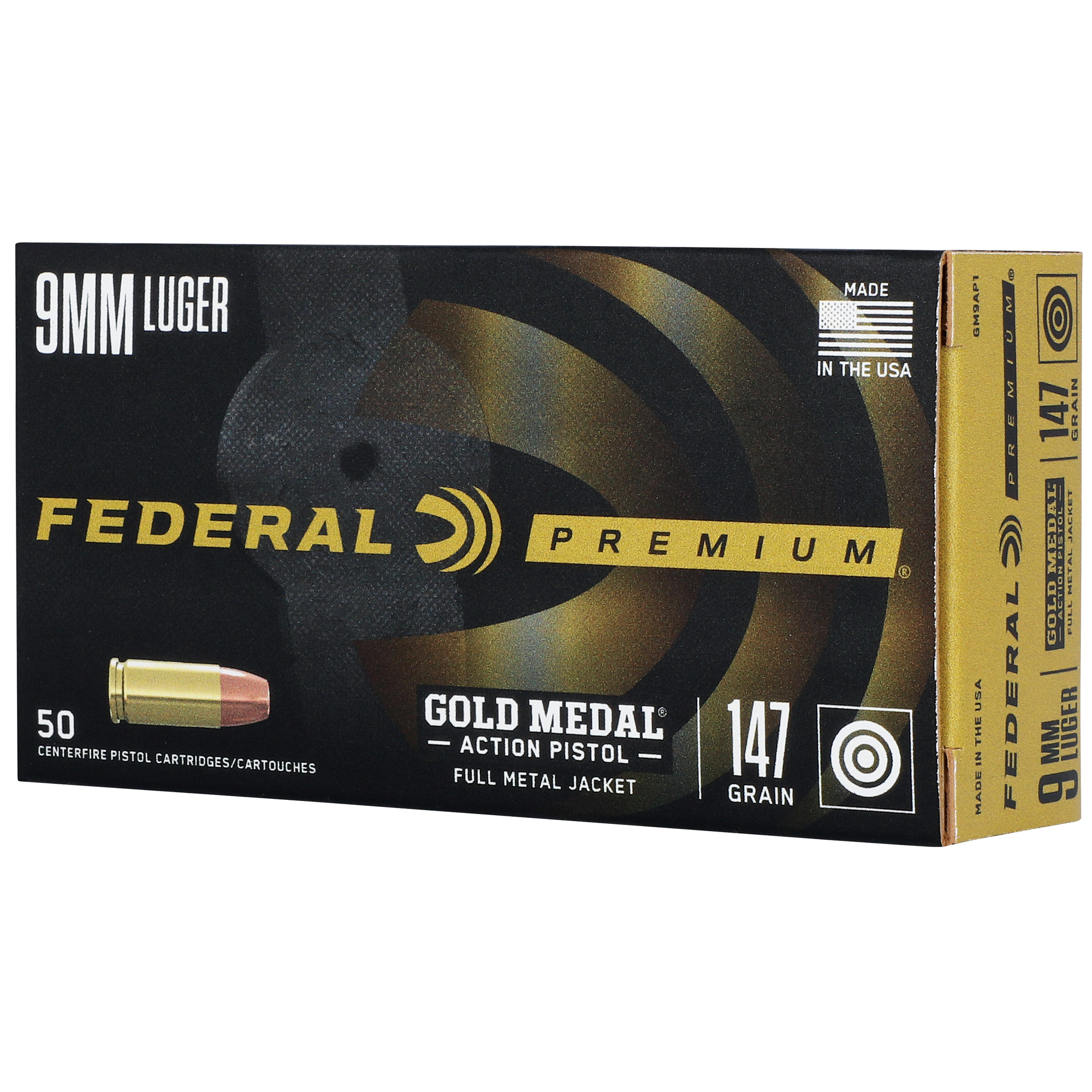 Federal Gold Medal 9mm 147gr Full Metal Jacket – 50rd