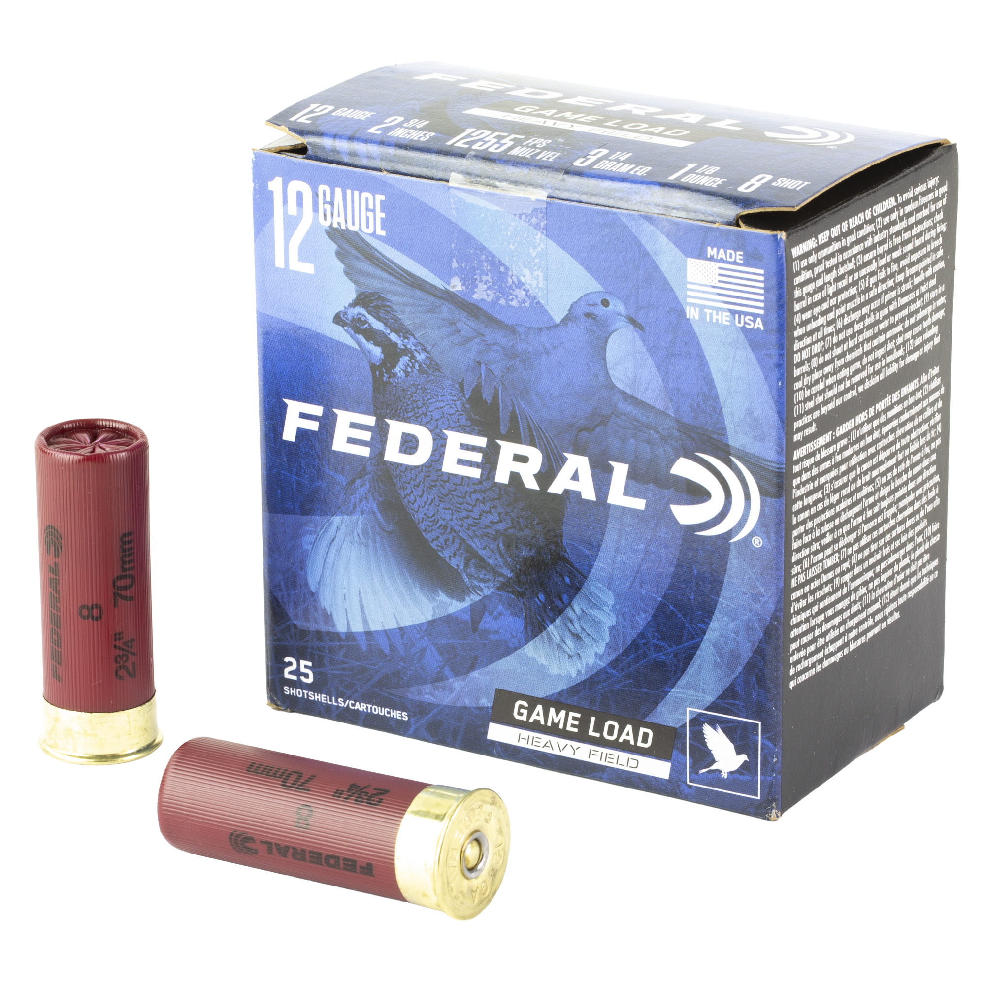 Federal Game Load Upland Heavy Field 12 Gauge 2.75″ #8 Shot – 25rd