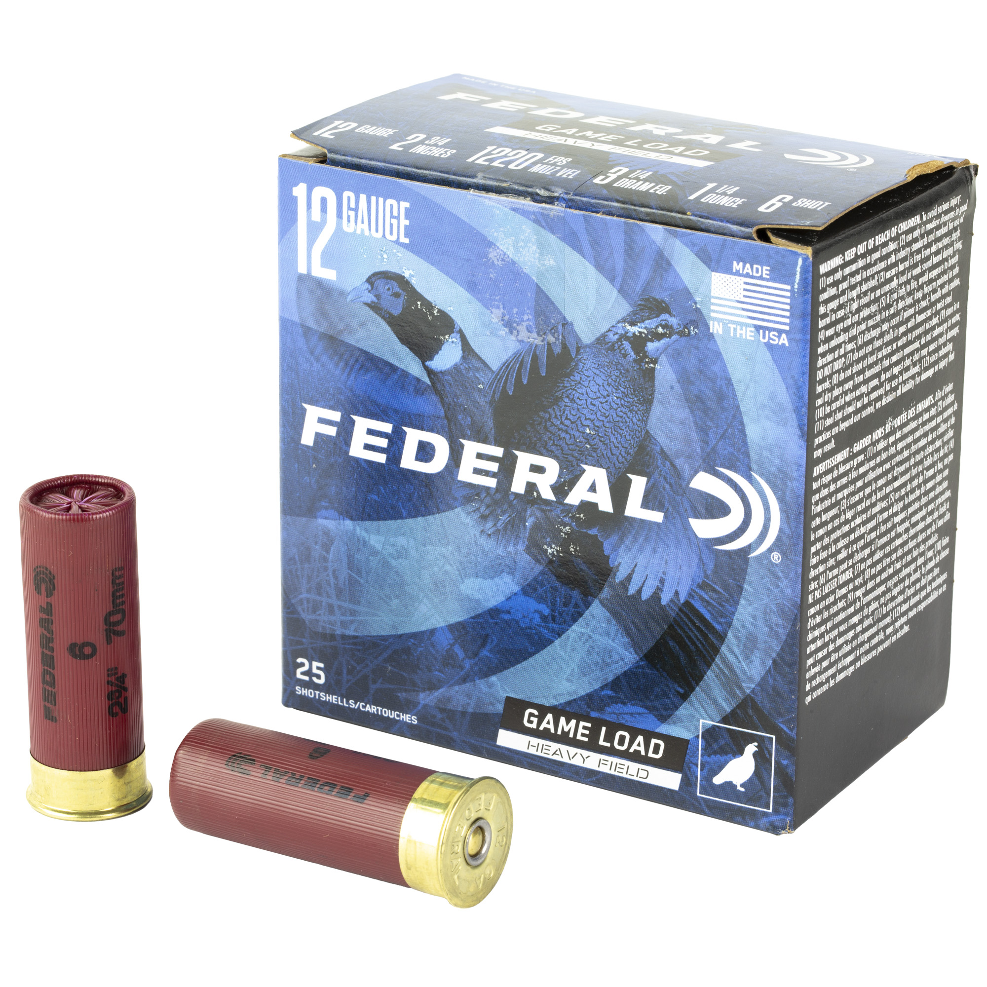 Federal Game Load Upland Heavy Field 12 Gauge 2.75″ #6 Shot – 25rd