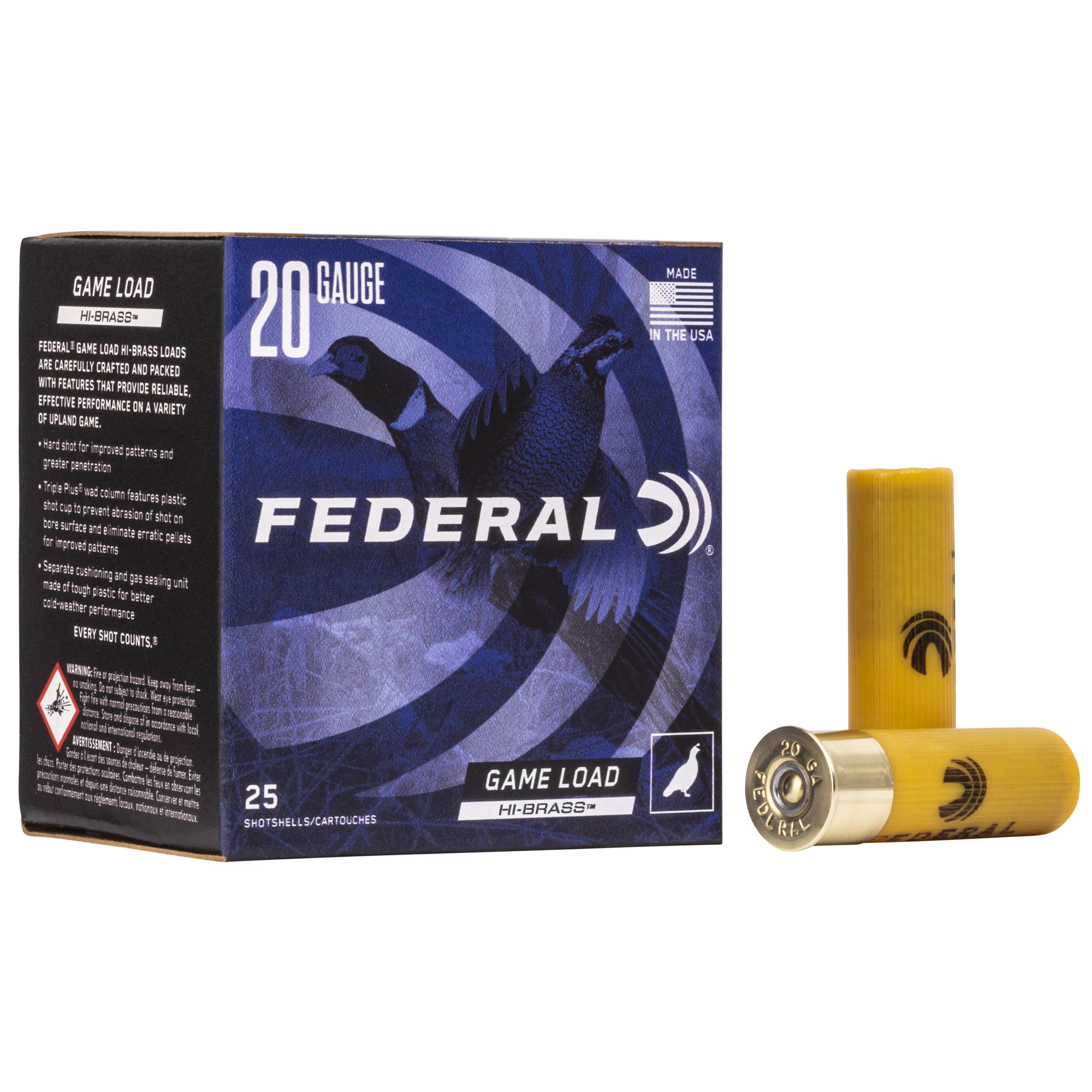 Federal GameShok Hi-Brass 20 Gauge 2.75″ #7.5 Lead – 25rd