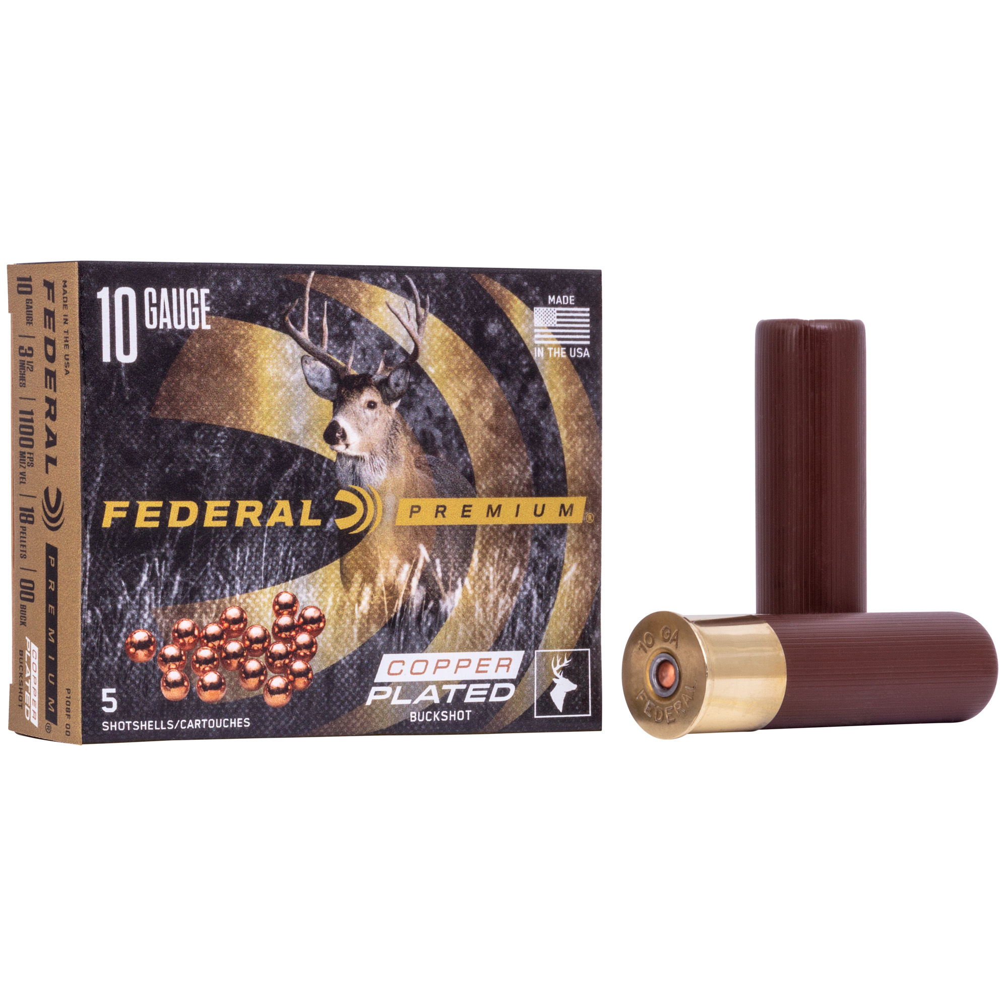 Federal Copper Plated 10 Gauge 3.5″ 00 Buck Buckshot – 5rd