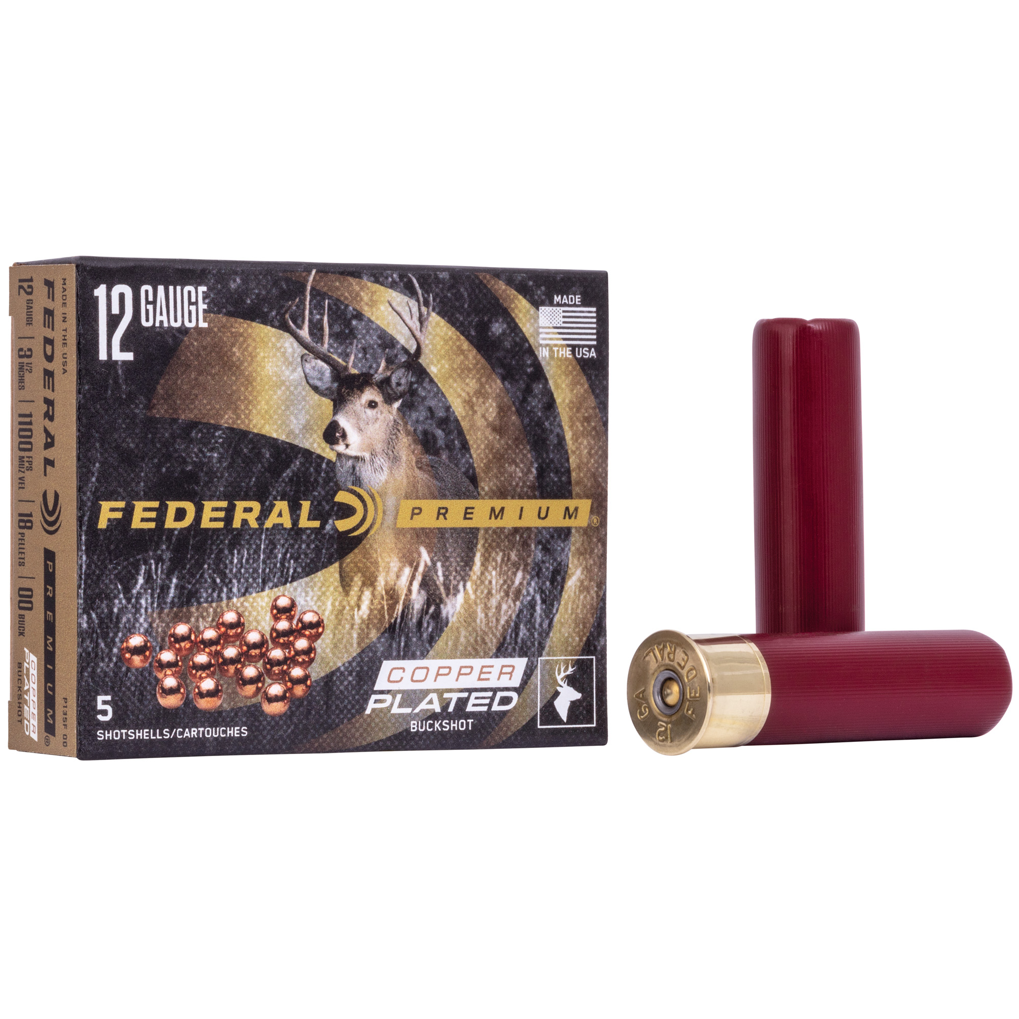 Federal Premium Vital Shok 12 Gauge 3.5″ 18 Pellets 00 Buck Buckshot – 5rd