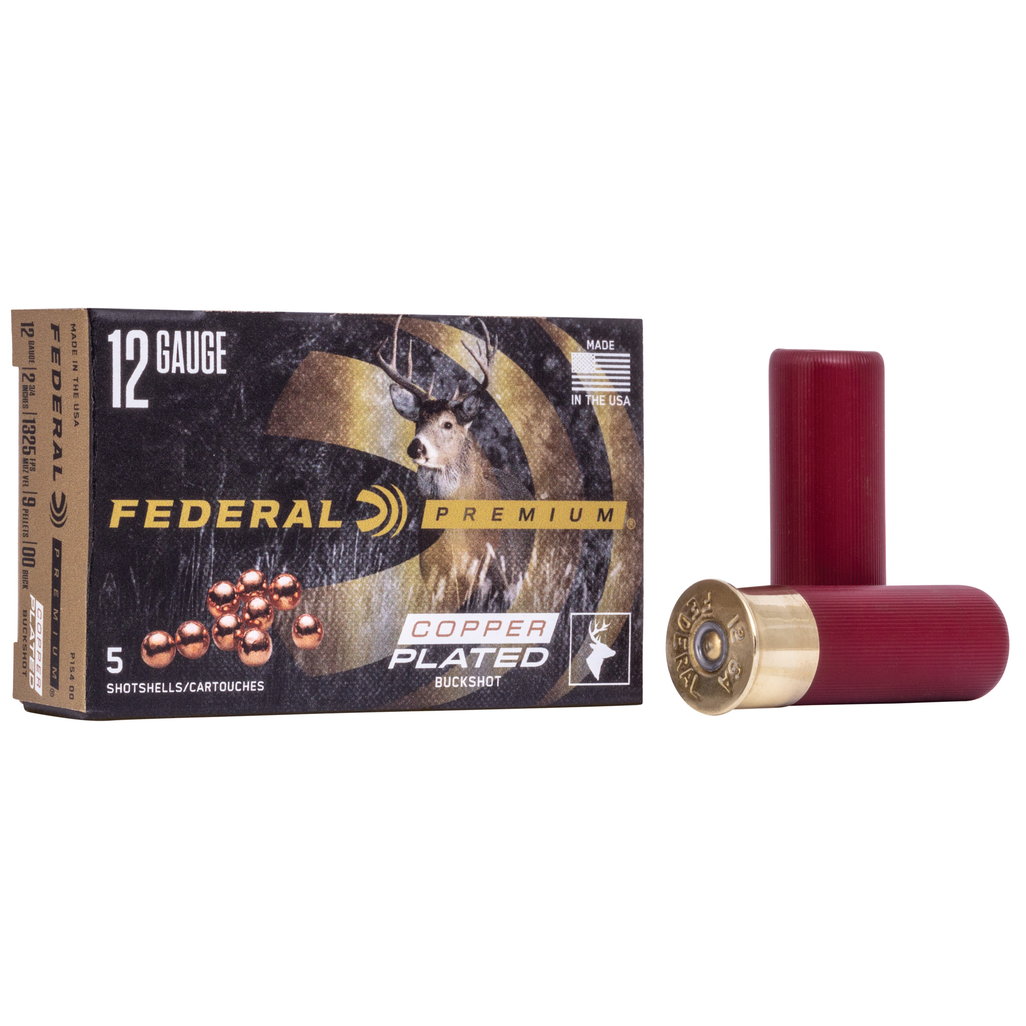 Federal Premium Vital Shok 12 Gauge 2.75″ 9 Pellets 00 Buck Buckshot – 5rd