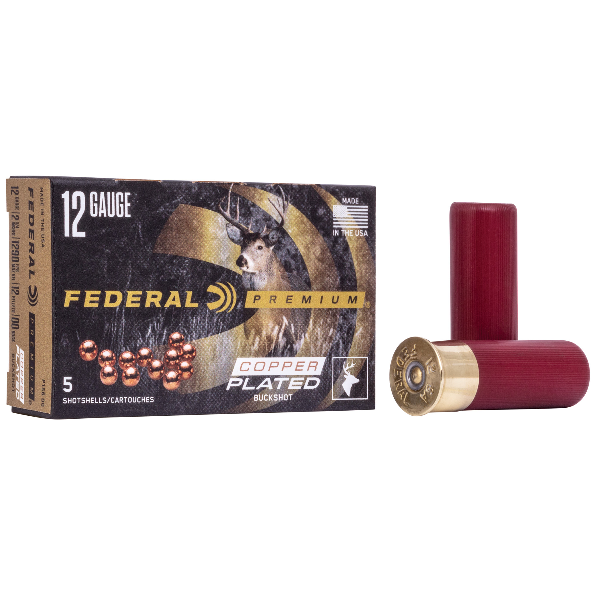 Federal Premium Vital Shok 12 Gauge 2.75″ 12 Pellets 00 Buck Buckshot – 5rd