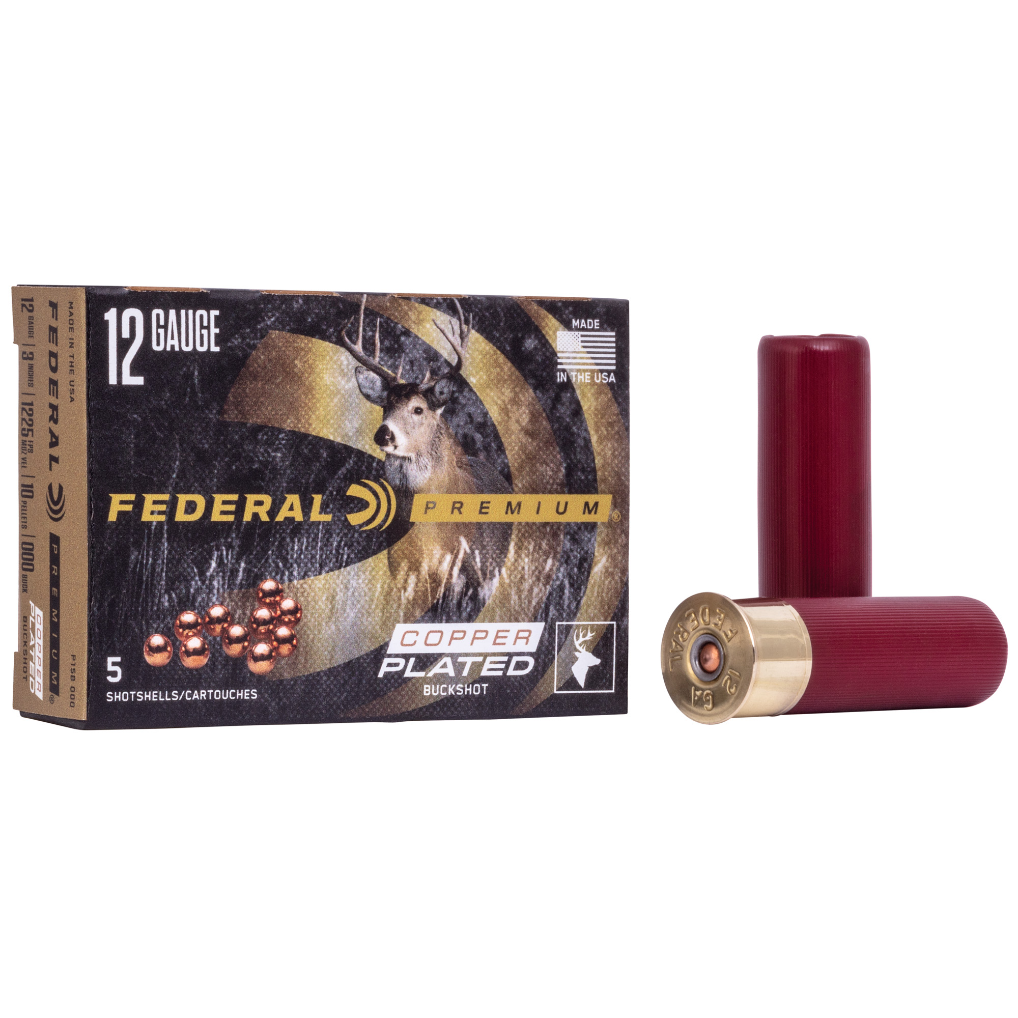 Federal Premium Vital Shok 12 Gauge 3″ 10 Pellets 000 Buck Buckshot – 5rd