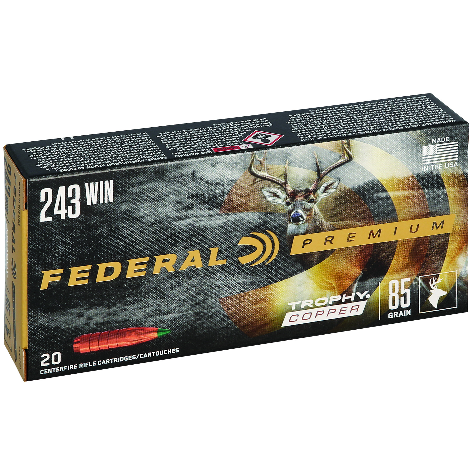 Federal Premium 243 Winchester California Certified Nonlead Ammunition 130gr Copper – 20rd