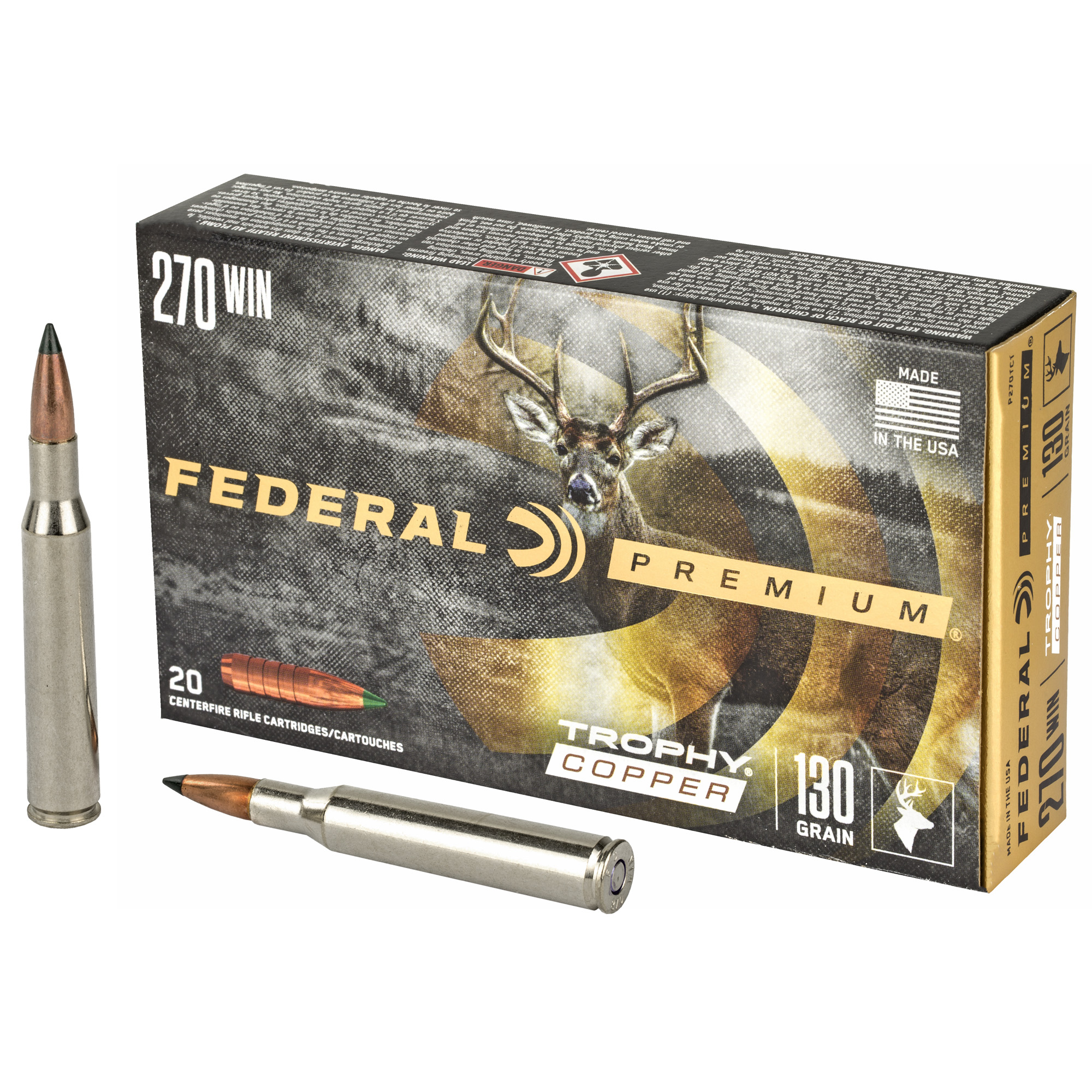 Federal Premium 270 Winchester California Certified Nonlead Ammunition 130gr Copper – 20rd