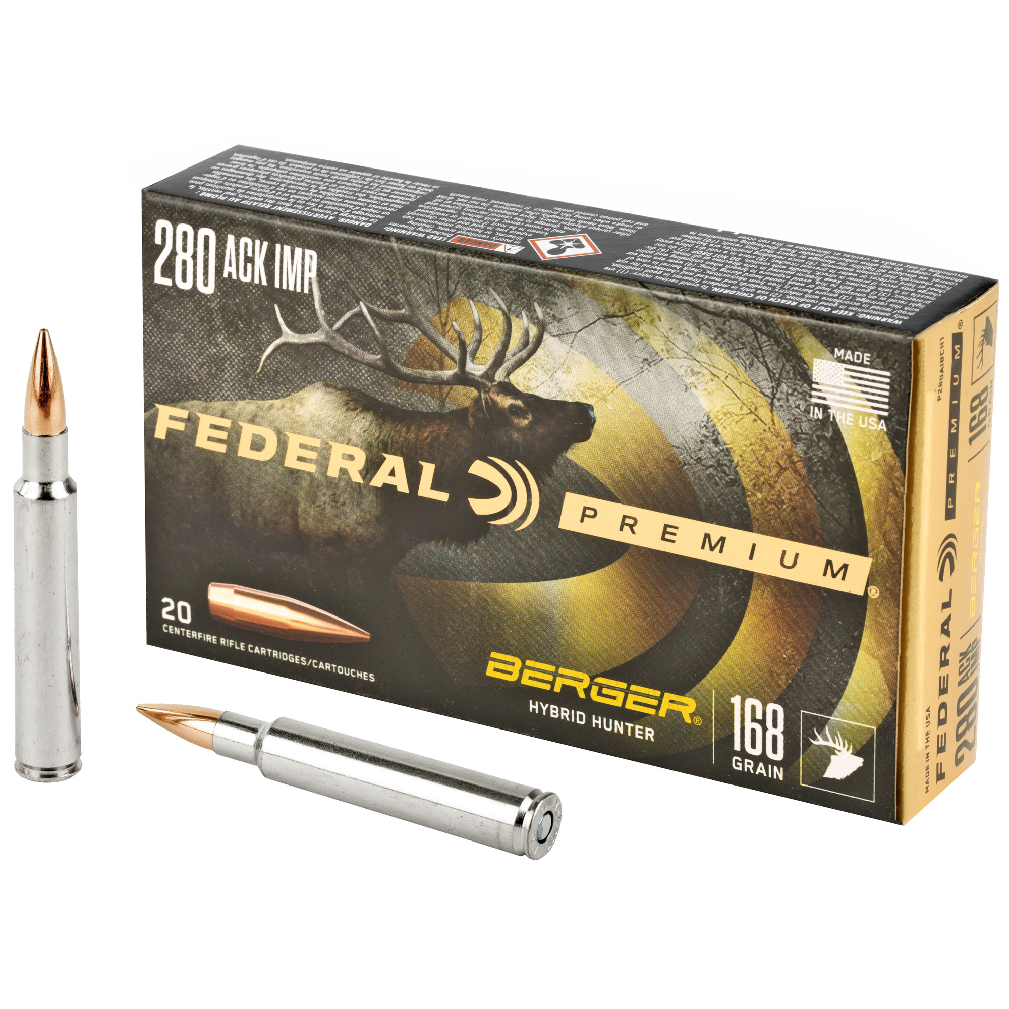 Federal Premium Berger 280 Ackley Improved 168gr Berger Hybrid Hunter – 20rd