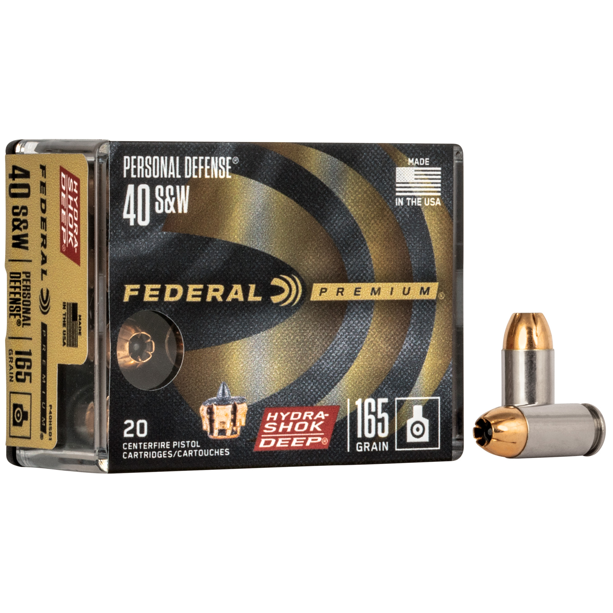 Federal Premium 40 S&W 165gr Jacketed Hollow Point – 20rd