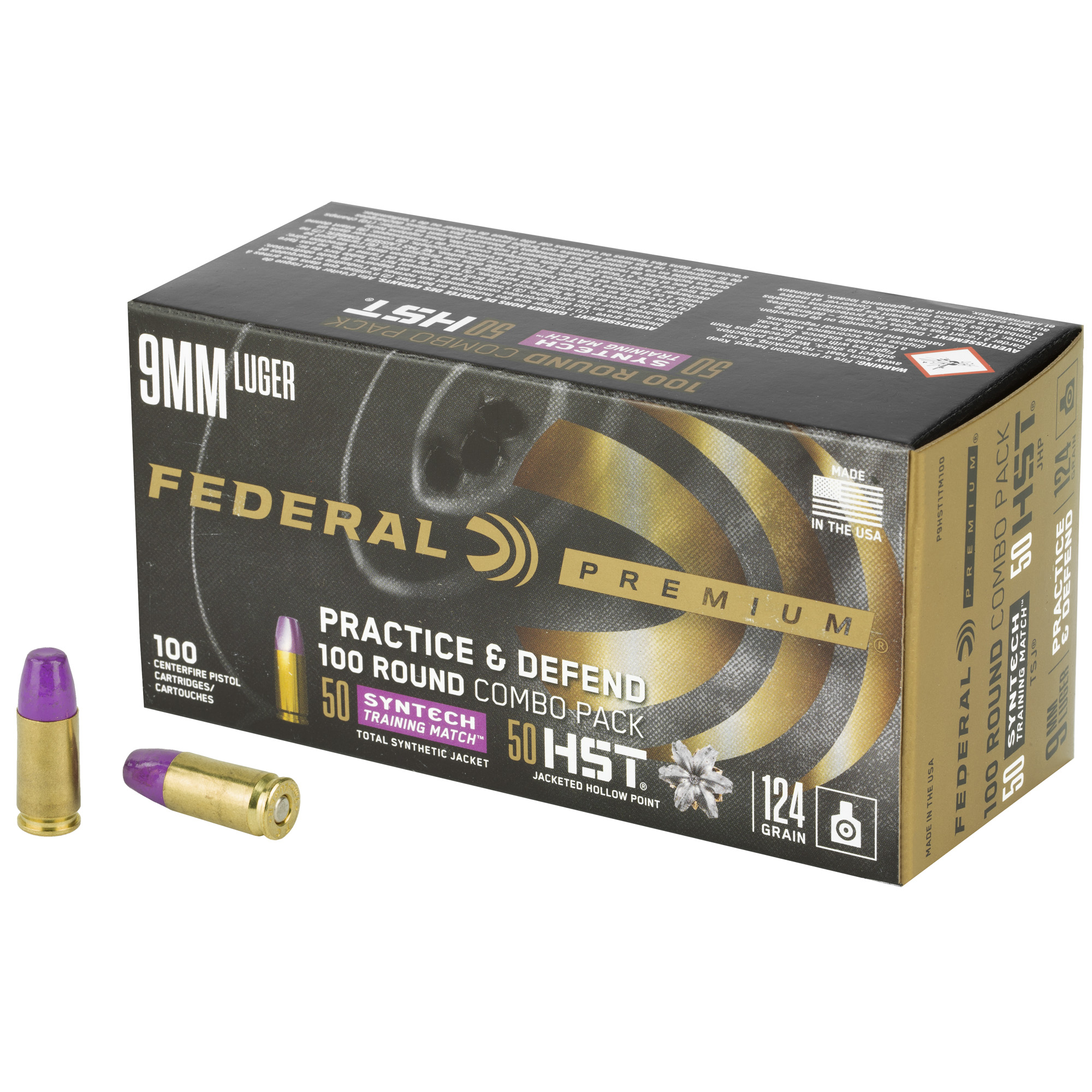 Federal Premium Defense Syntech 9mm 124gr Jacketed Hollow Point – 100rd