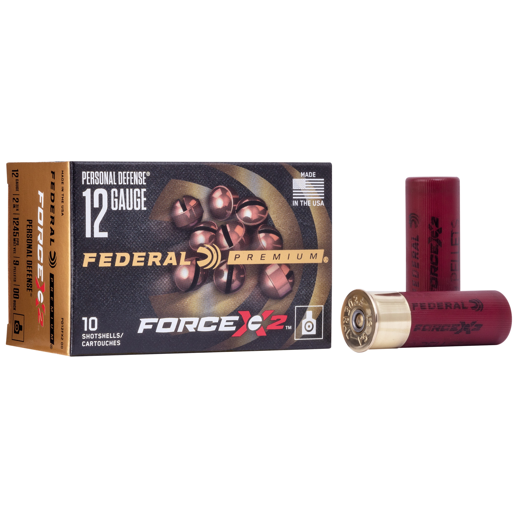 Federal Premium Force X2 12 Gauge 2.75″ 9 Pellets 00 Buck Buckshot – 10rd