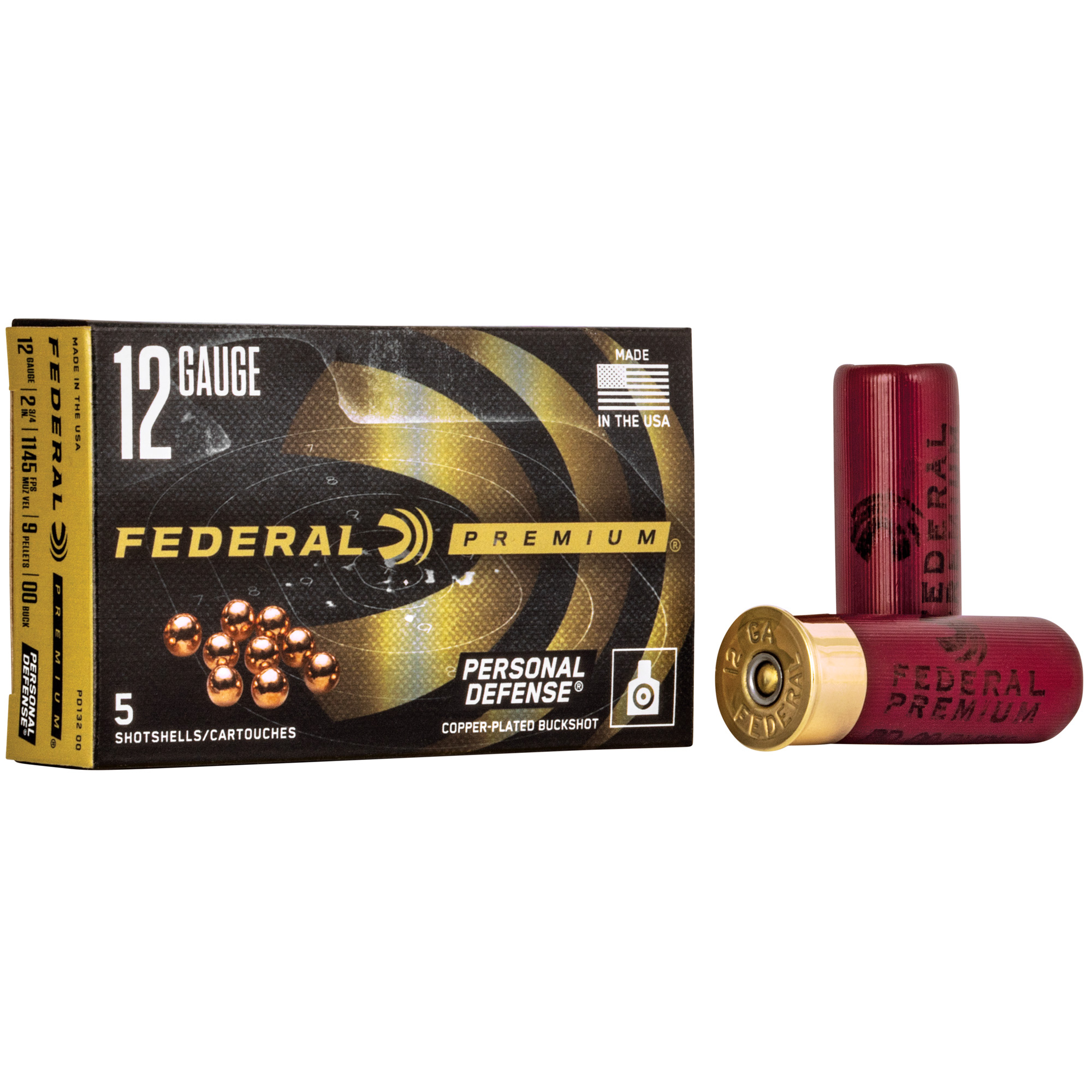 Federal Premium Personal Defense 12 Gauge 2.75″ 9 Pellets 00 Buck Buckshot – 5rd