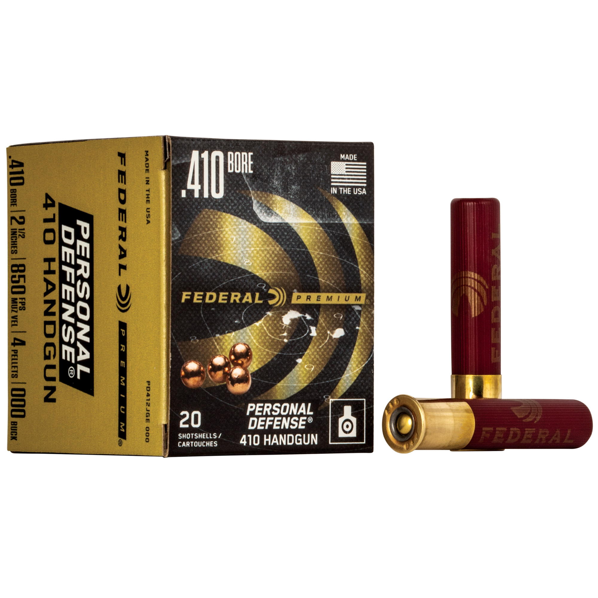 Federal Premium Personal Defense 410 Gauge 2.5″ 4 Pellets 000 Buck Buckshot – 20rd