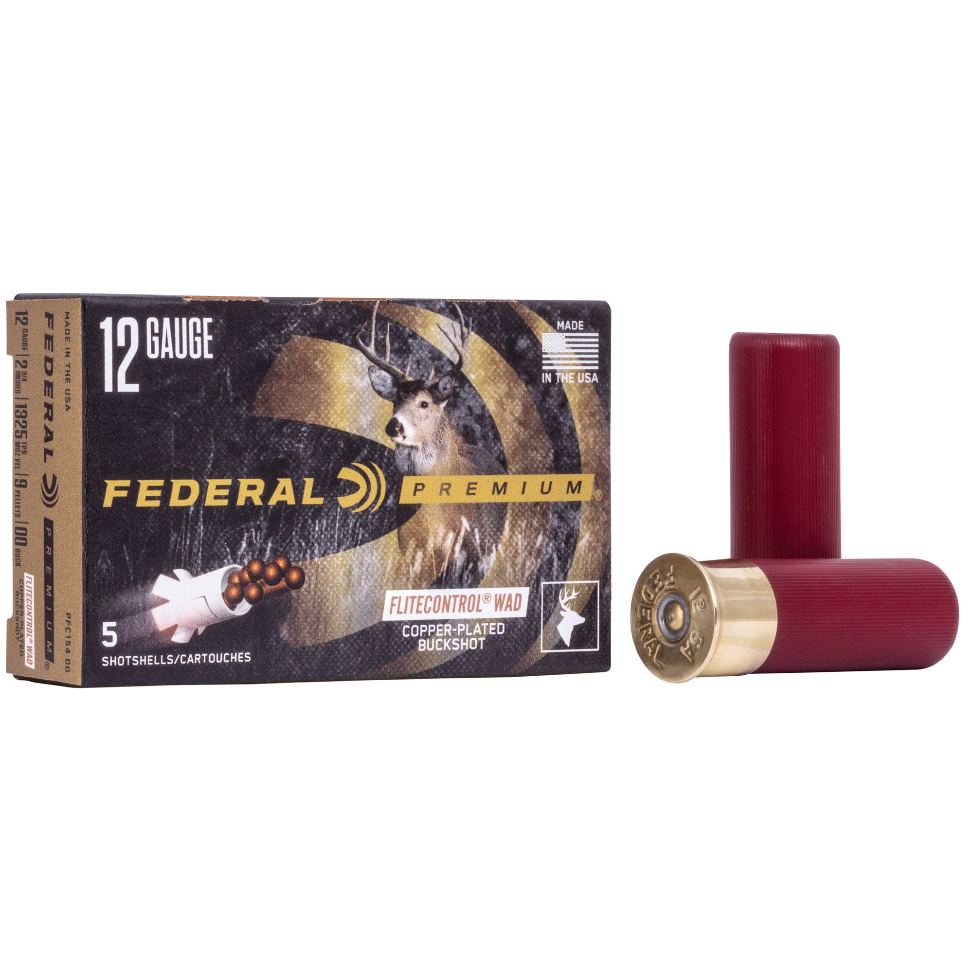 Federal Premium FLITECONTROL WAD 12 Gauge 2.75″ 9 Pellets 00 Buck Buckshot – 5rd