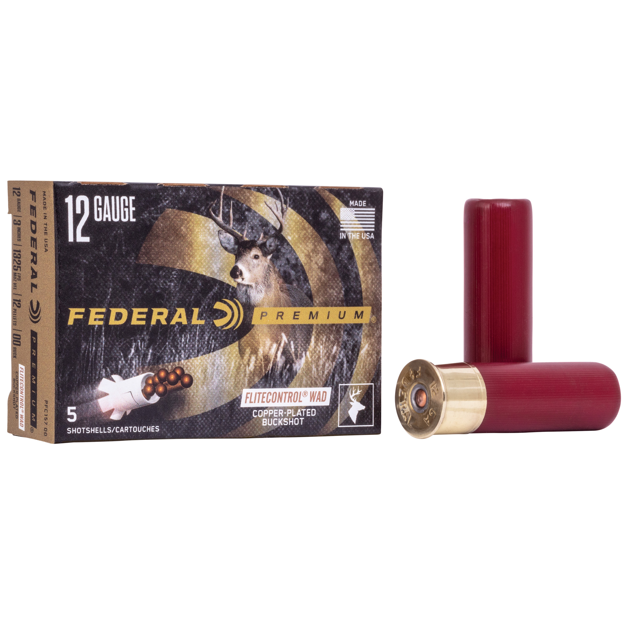 Federal Premium FLITECONTROL WAD 12 Gauge 3″ 12 Pellets 00 Buck Buckshot – 5rd