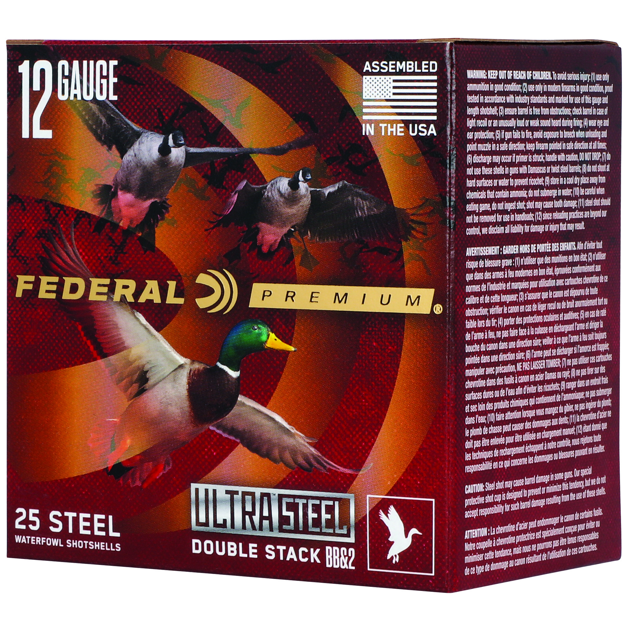 Federal Ultra Steel FLIGHTCONTROL FLEX WAD 12 Gauge 3″ BB and #2 Steel Shot – 25rd