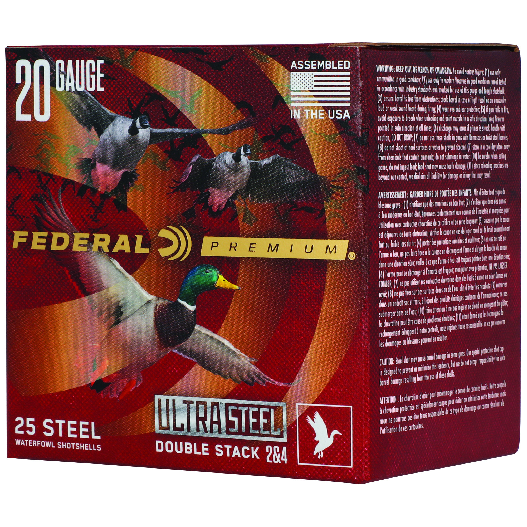 Federal Ultra Steel FLIGHTCONTROL FLEX WAD 20 Gauge 3″ #2 and #4 Steel Shot – 25rd