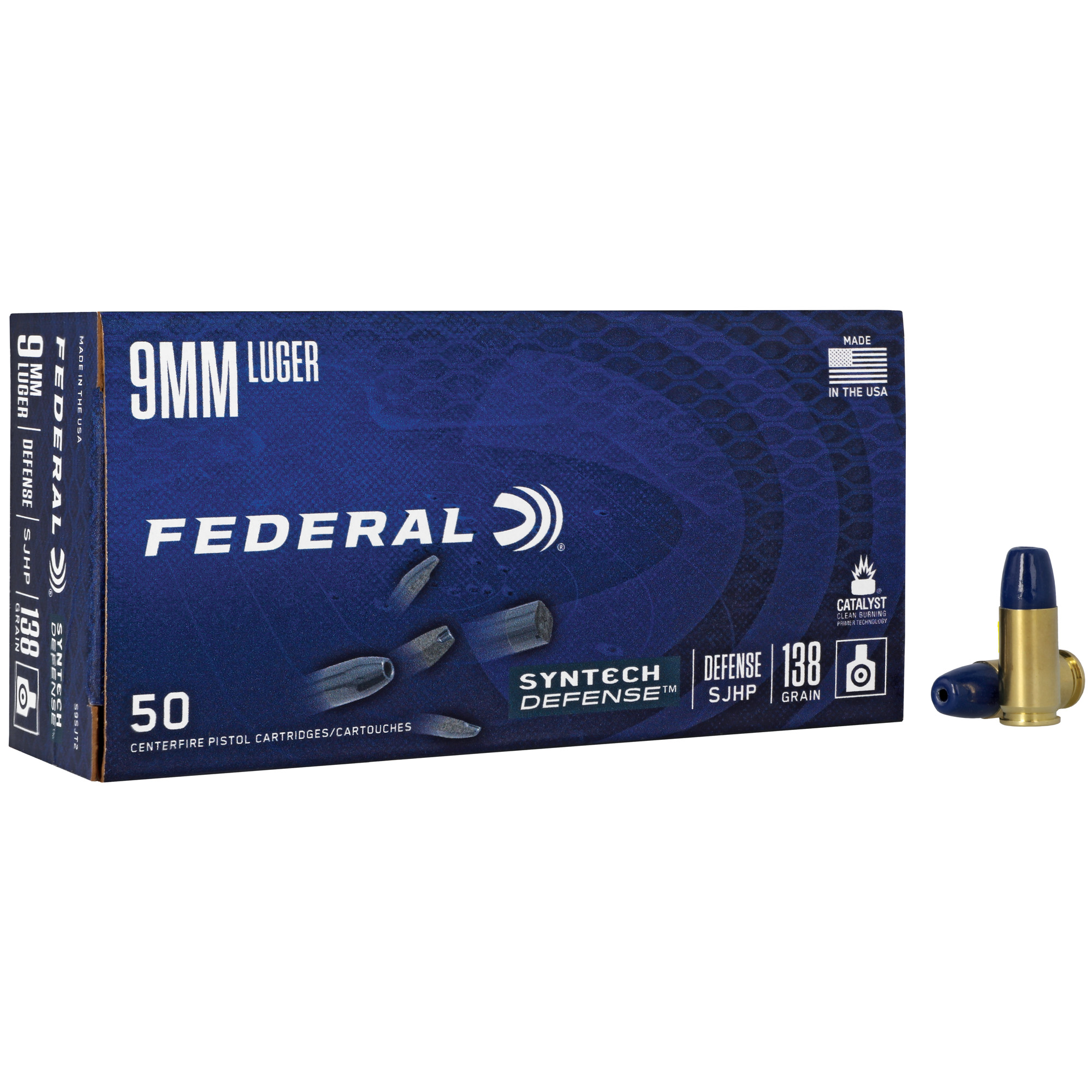 Federal Syntech Defense 9mm 138gr Semi Jacketed Hollow Point – 50rd