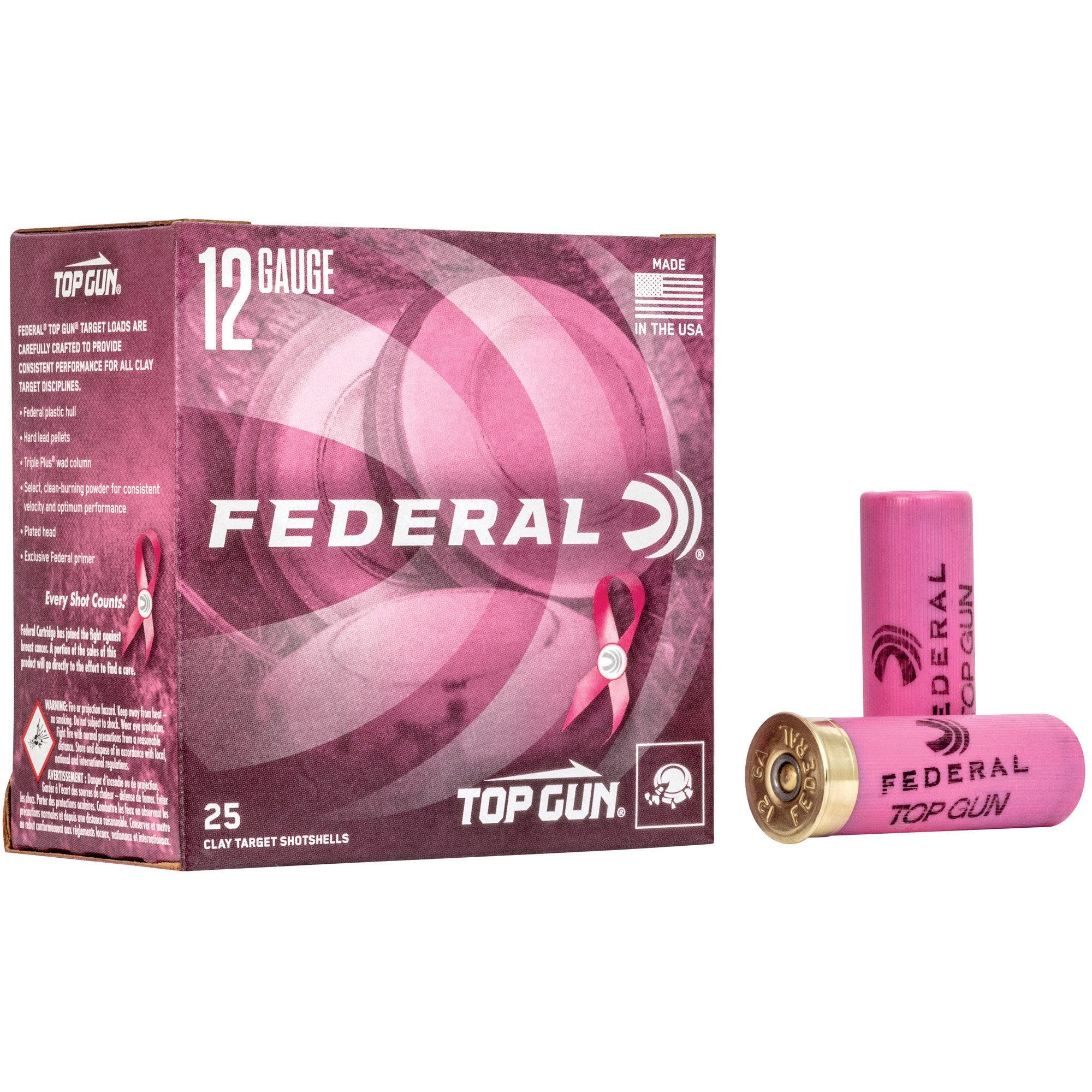 Federal Top Gun 12 Gauge 2.75″ Pink #8 Lead – 25rd