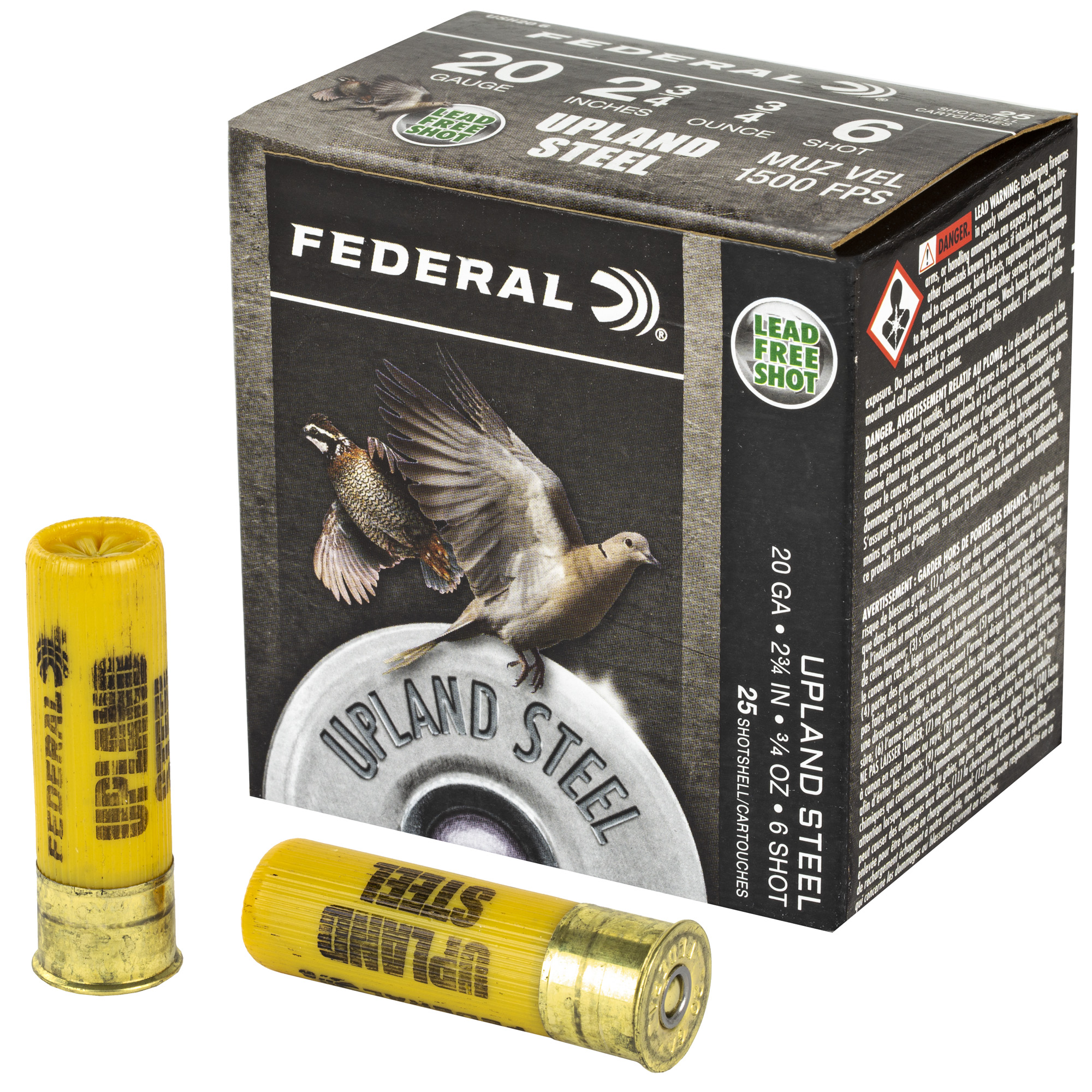 Federal Upland Steel 20 Gauge 2.75″ California Certified Nonlead Ammunition #6 Steel Shot – 25rd