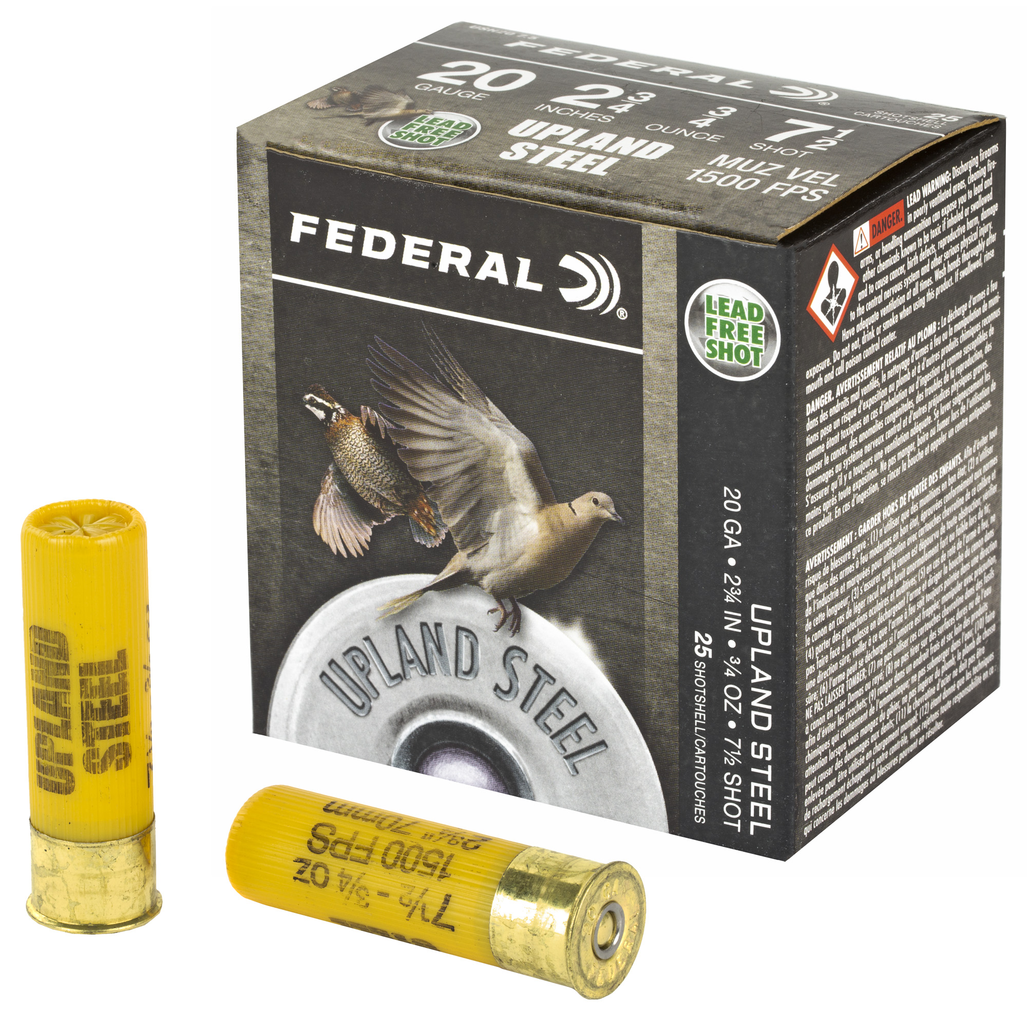 Federal Upland Steel 20 Gauge 2.75″ California Certified Nonlead Ammunition #7.5 Steel Shot – 25rd